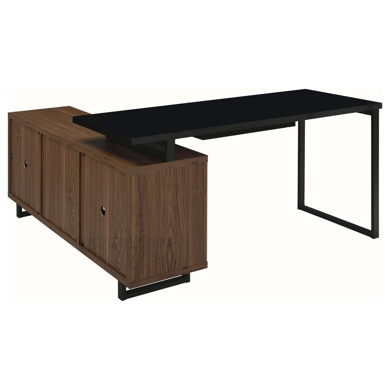 Maddox 60-inch L-Shape Office Computer Desk Black and Walnut - Image 8