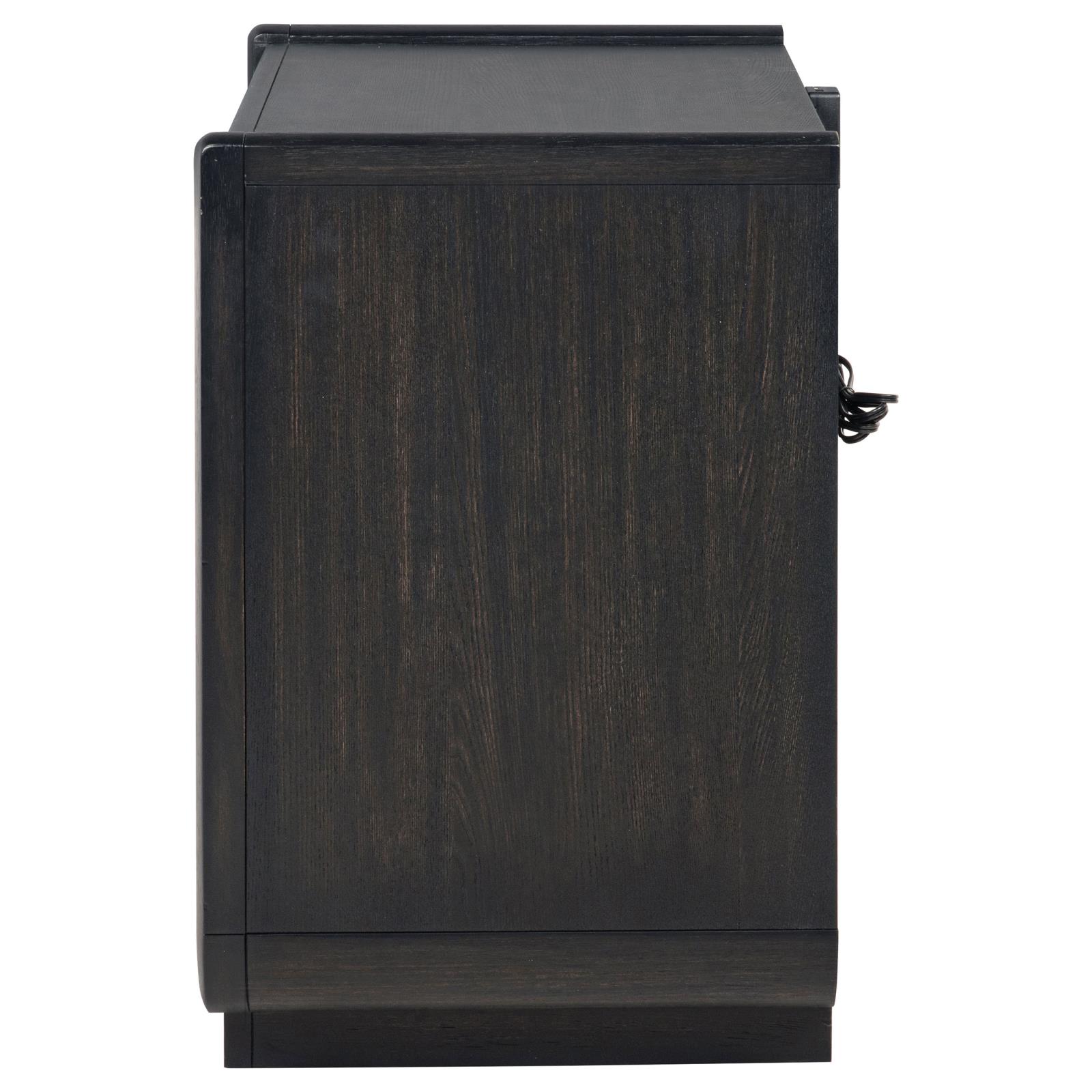 Leandro 2-drawer LED Nightstand with USB Burnished Black - Image 5