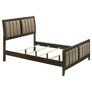 Wilkes Full Vertical-Channel Upholstered Panel Bed Dark Cocoa