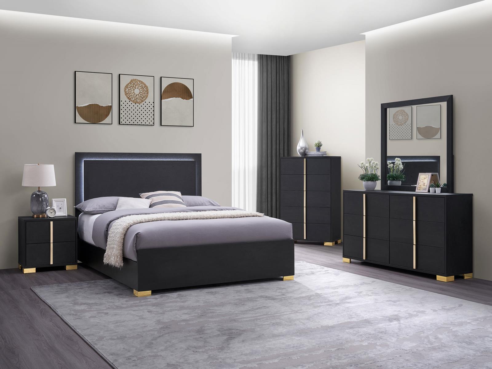 Marceline Wood Full LED Panel Bed - Image 10