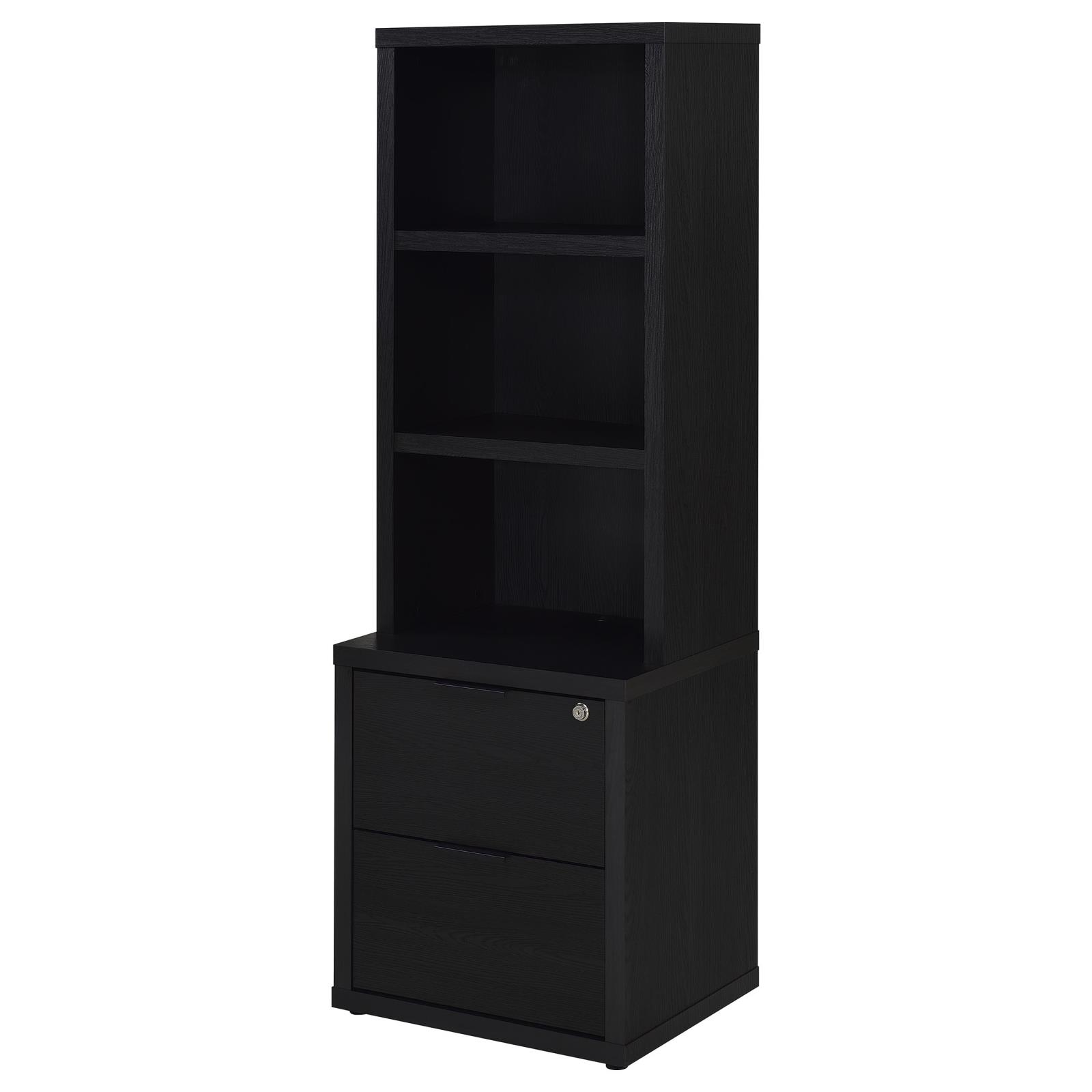 Westpark 3-shelf Bookcase USB and Lockable Drawer Black - Image 5