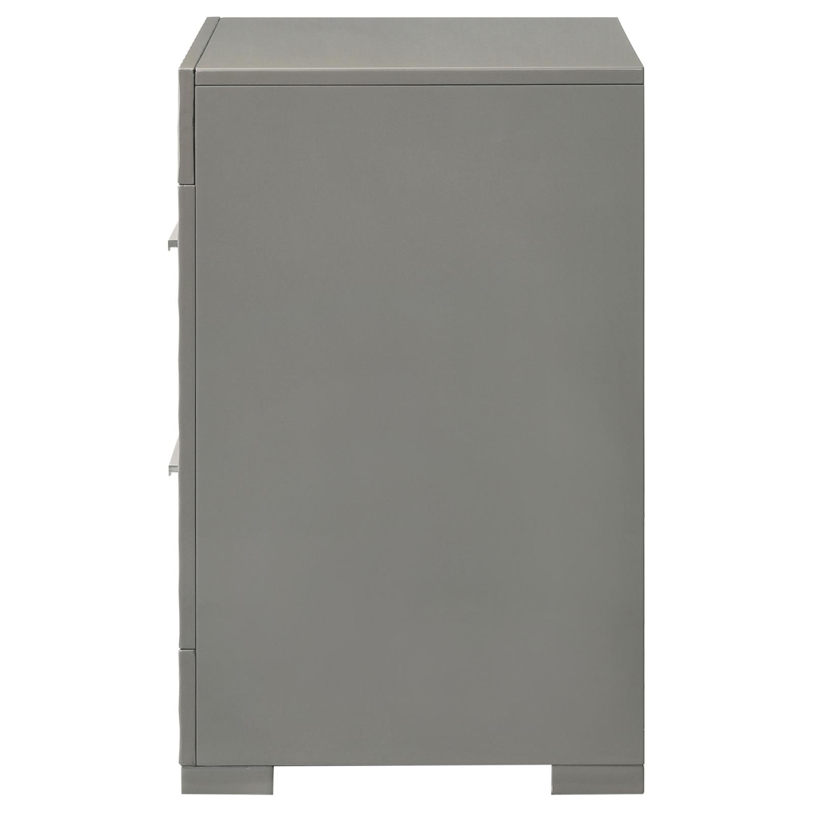 Ives 2-drawer Nightstand Bedside Table Grey High Gloss - Image 5
