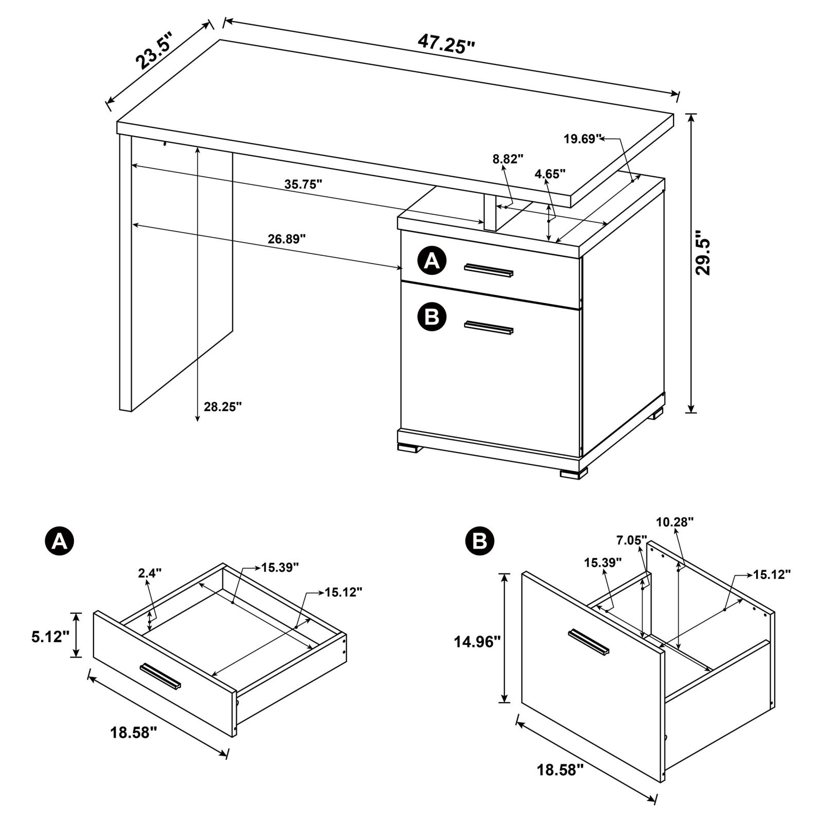 Irving 47-inch 2-drawer Office Computer Desk - Image 12