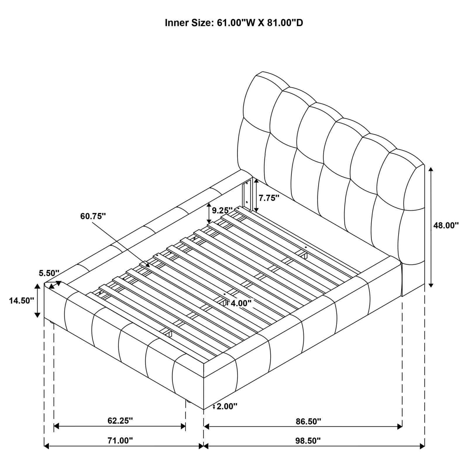 Nollet 48-inch Upholstered Queen Panel Platform Bed - Image 9