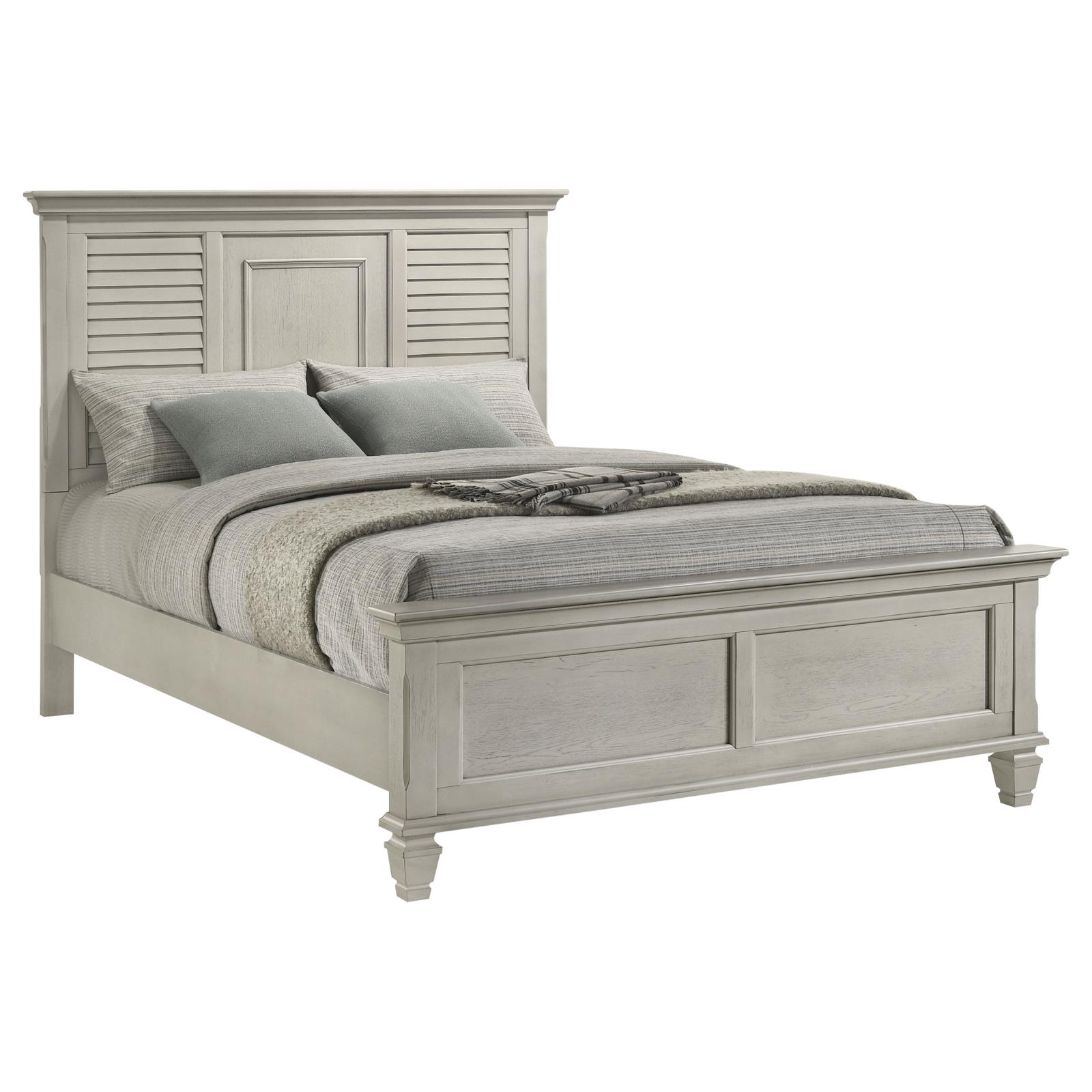 Franco Wood Queen Panel Bed Distressed White - Image 3