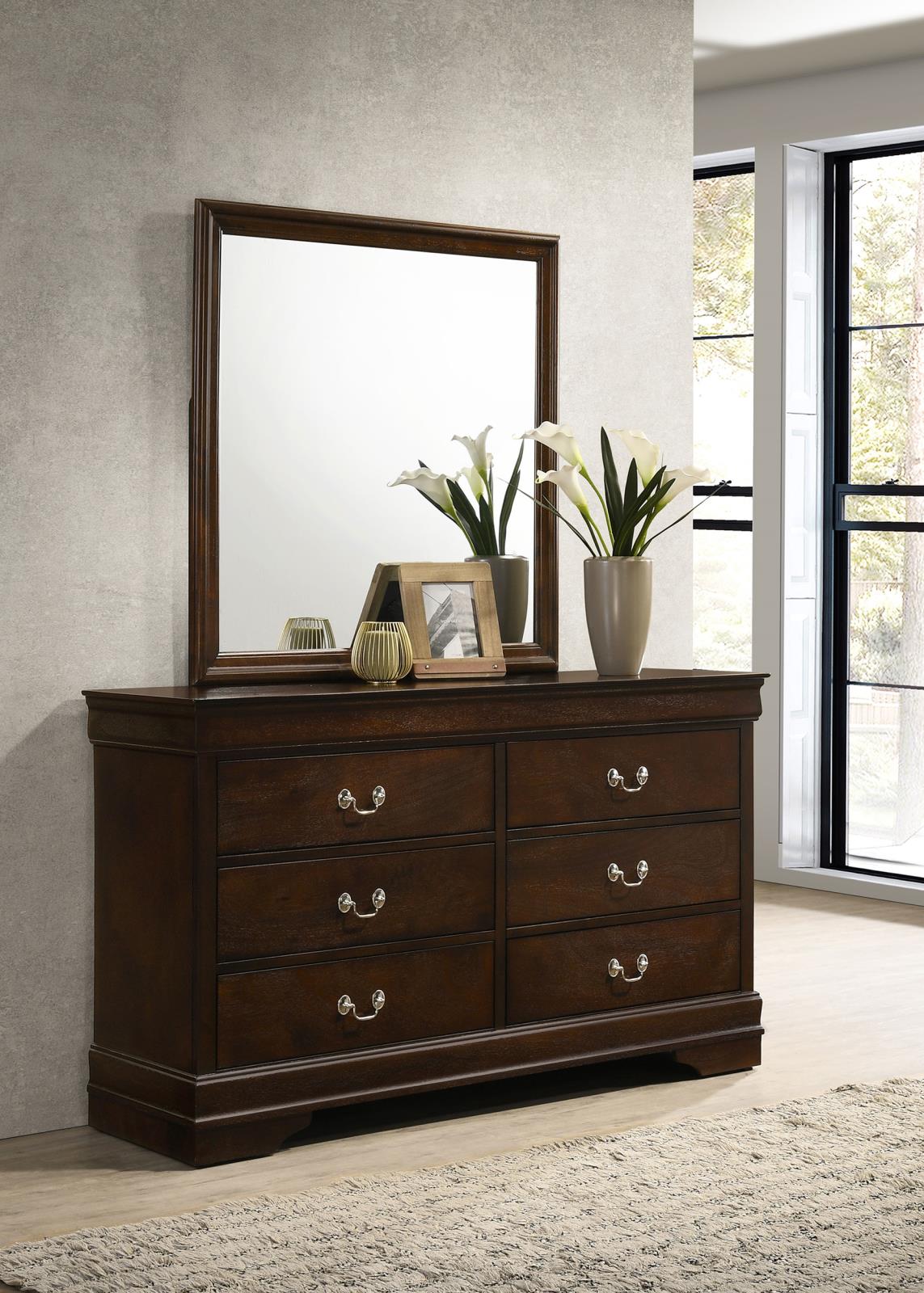 Louis Philippe 6-drawer Dresser with Mirror Cappuccino - Image 2