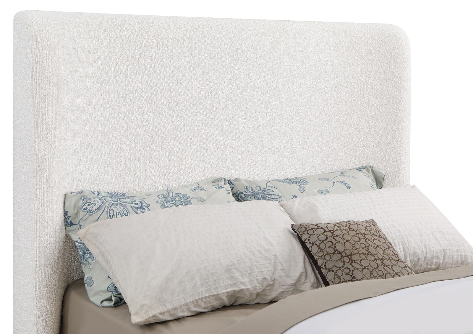 Nala Eastern King Bouclé Upholstered Platform Bed Cream - Image 7