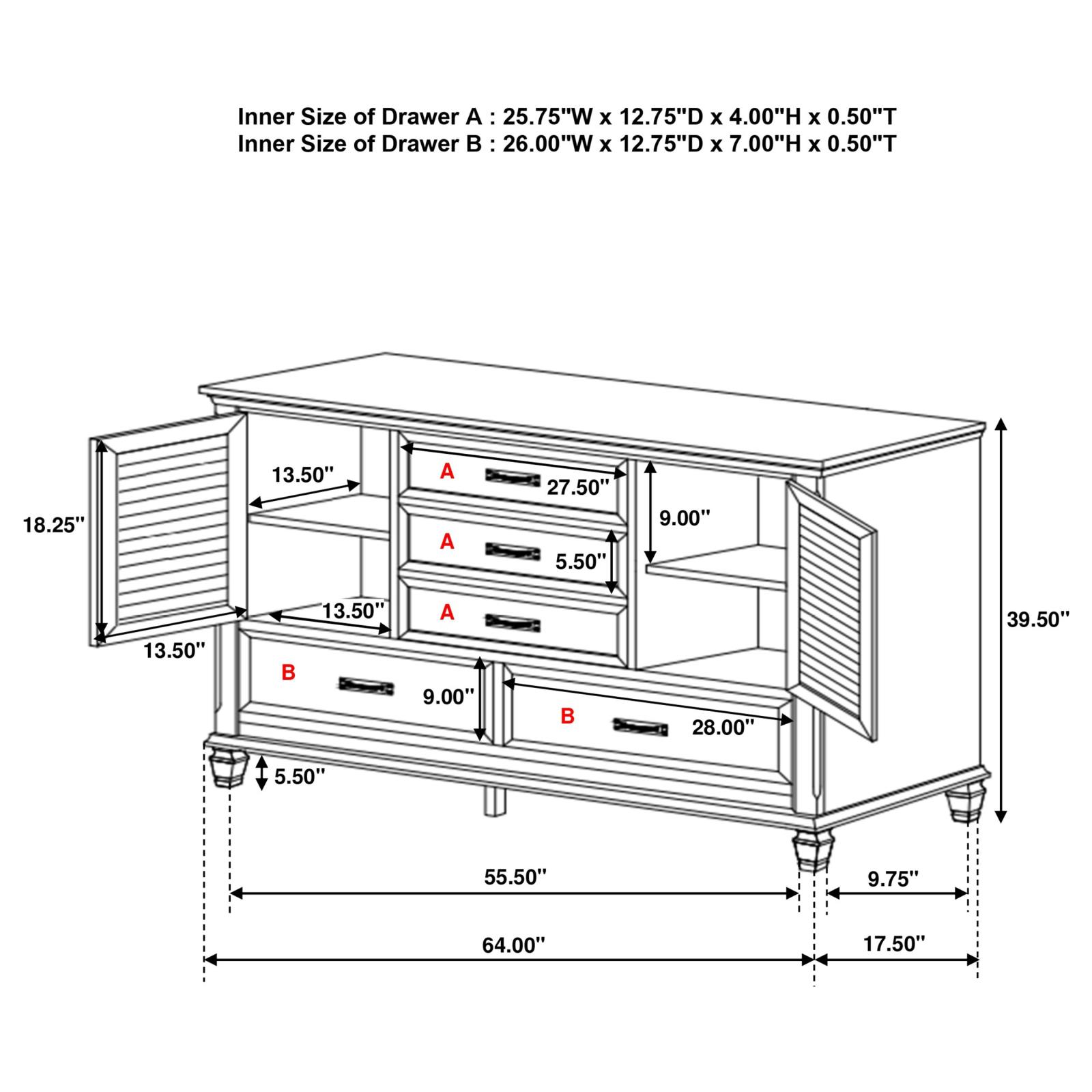 Franco 5-drawer Dresser Distressed White - Image 3