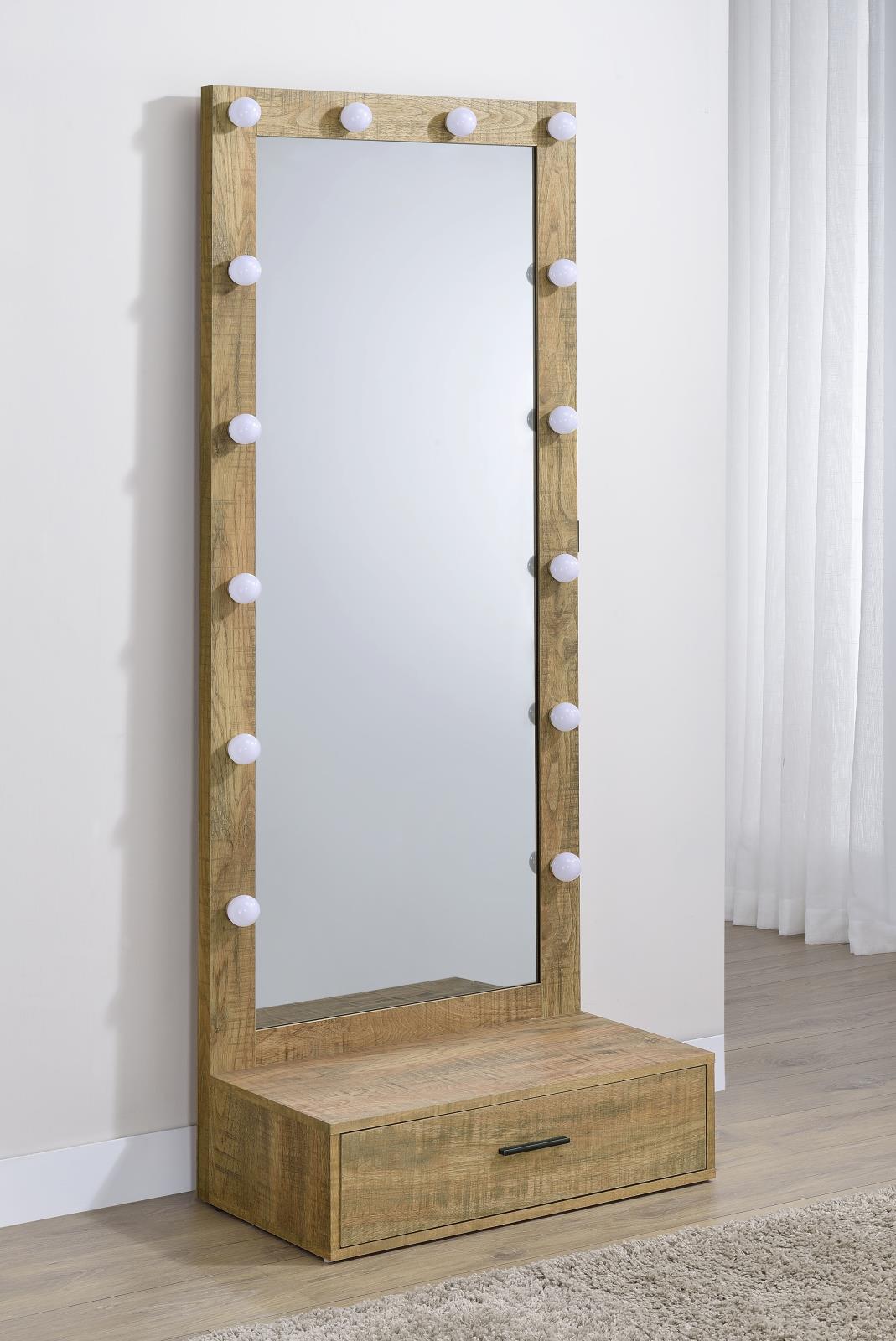 Spector 1-drawer Lighted Full-Length Floor Mirror Mango - Image 2