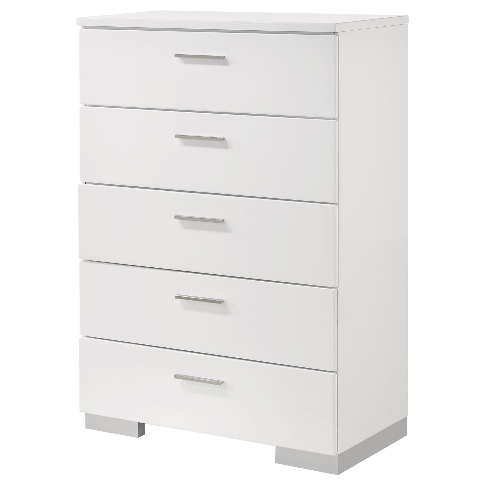 Felicity 5-drawer Bedroom Chest White High Gloss - Image 4