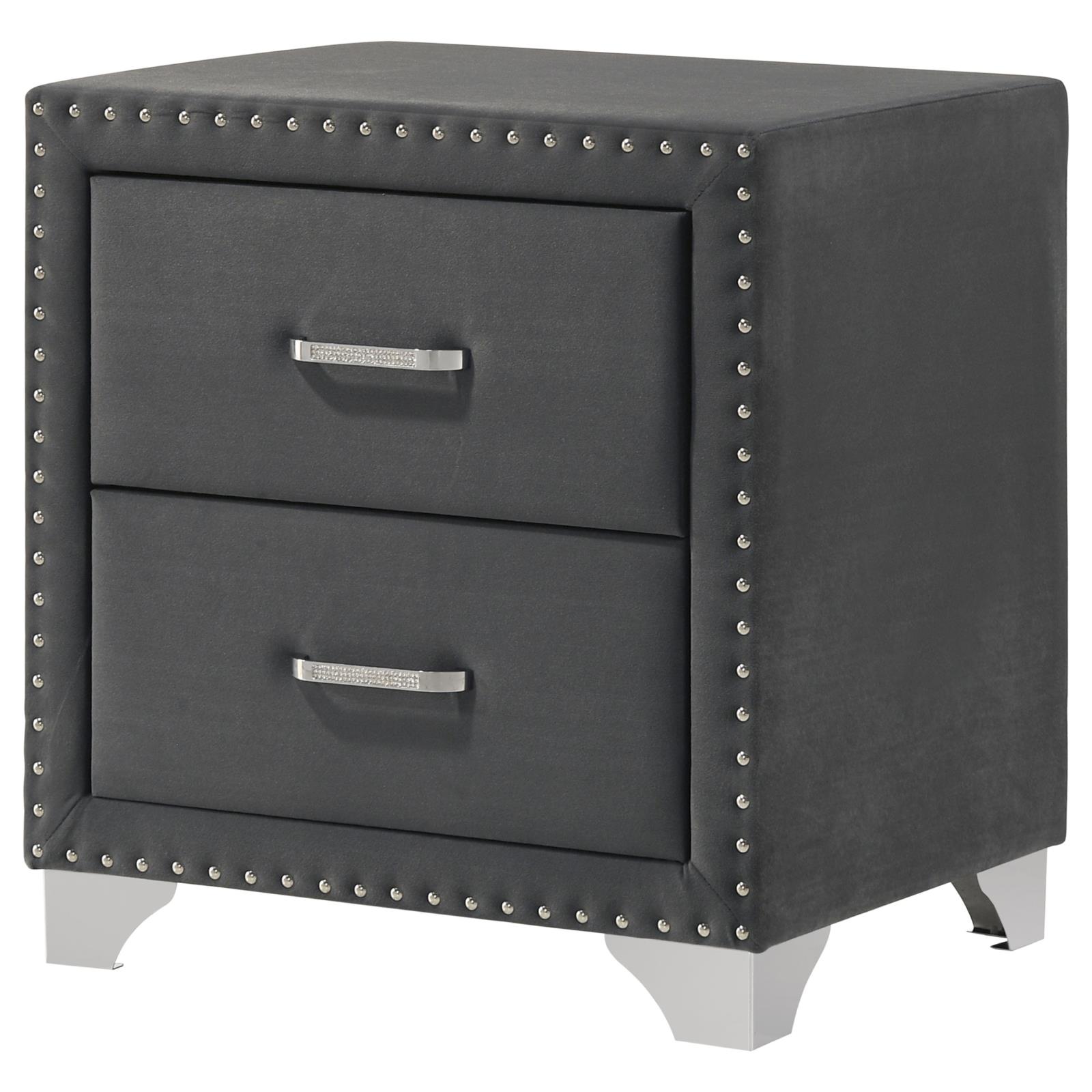Melody Upholstered 2-drawer Nightstand Grey - Image 4
