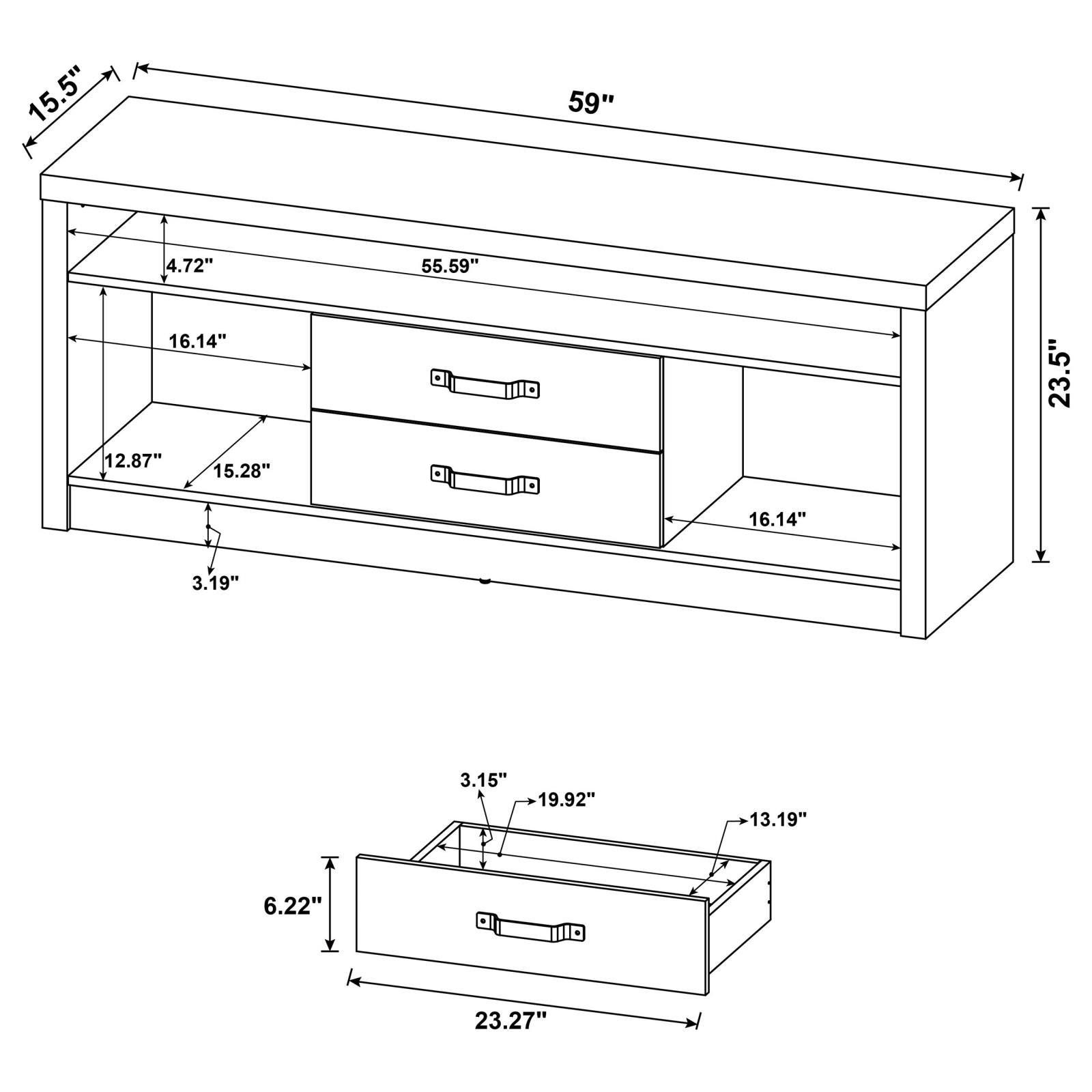 Burke 3-piece 59-inch TV Entertainment Center Grey Driftwood - Image 17