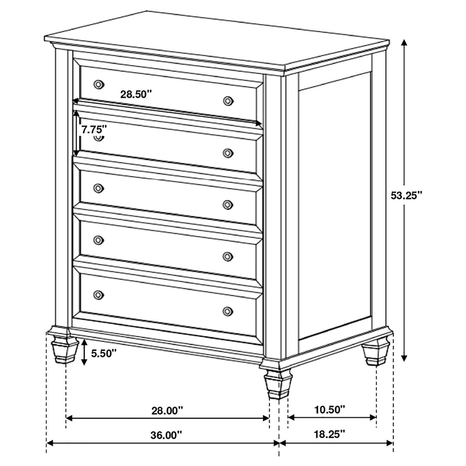 Sandy Beach 5-drawer Bedroom Chest Cream White - Image 11