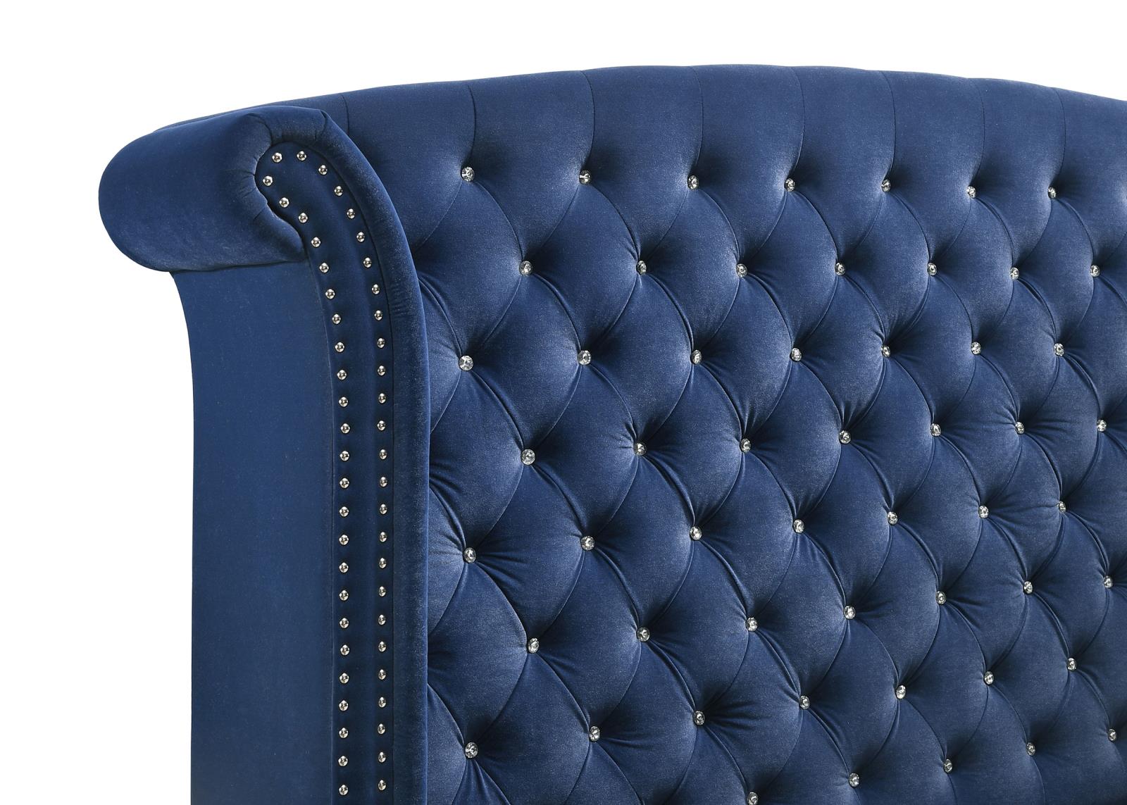 Melody Upholstered Eastern King Wingback Bed Pacific Blue - Image 7