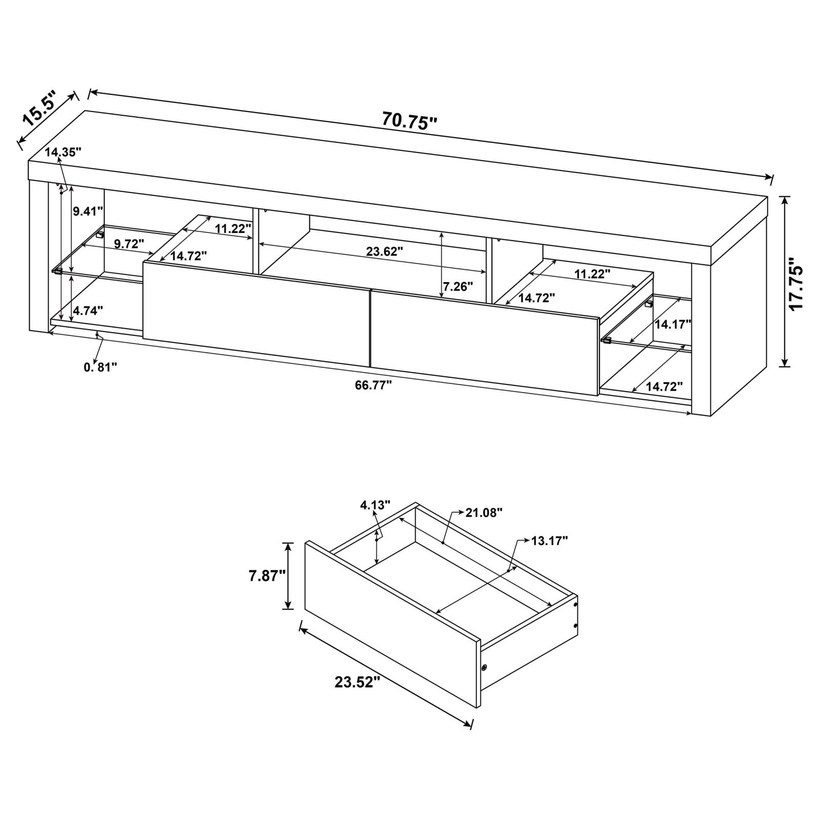 Jude 2-drawer Engineered Wood 71-inch TV Stand High Gloss White - Image 9