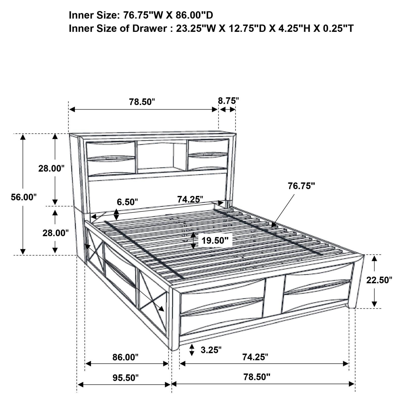Briana Wood California King Storage Bookcase Bed Black - Image 9