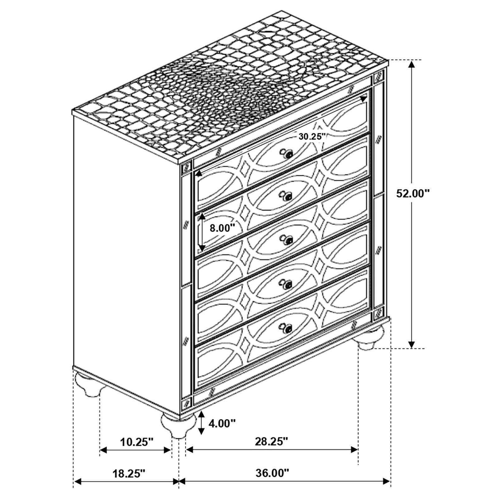 Gunnison 5-drawer Bedroom Chest Silver Metallic - Image 13