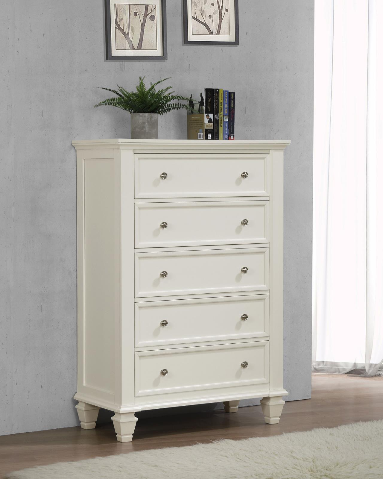 Sandy Beach 5-drawer Bedroom Chest Cream White - Image 2