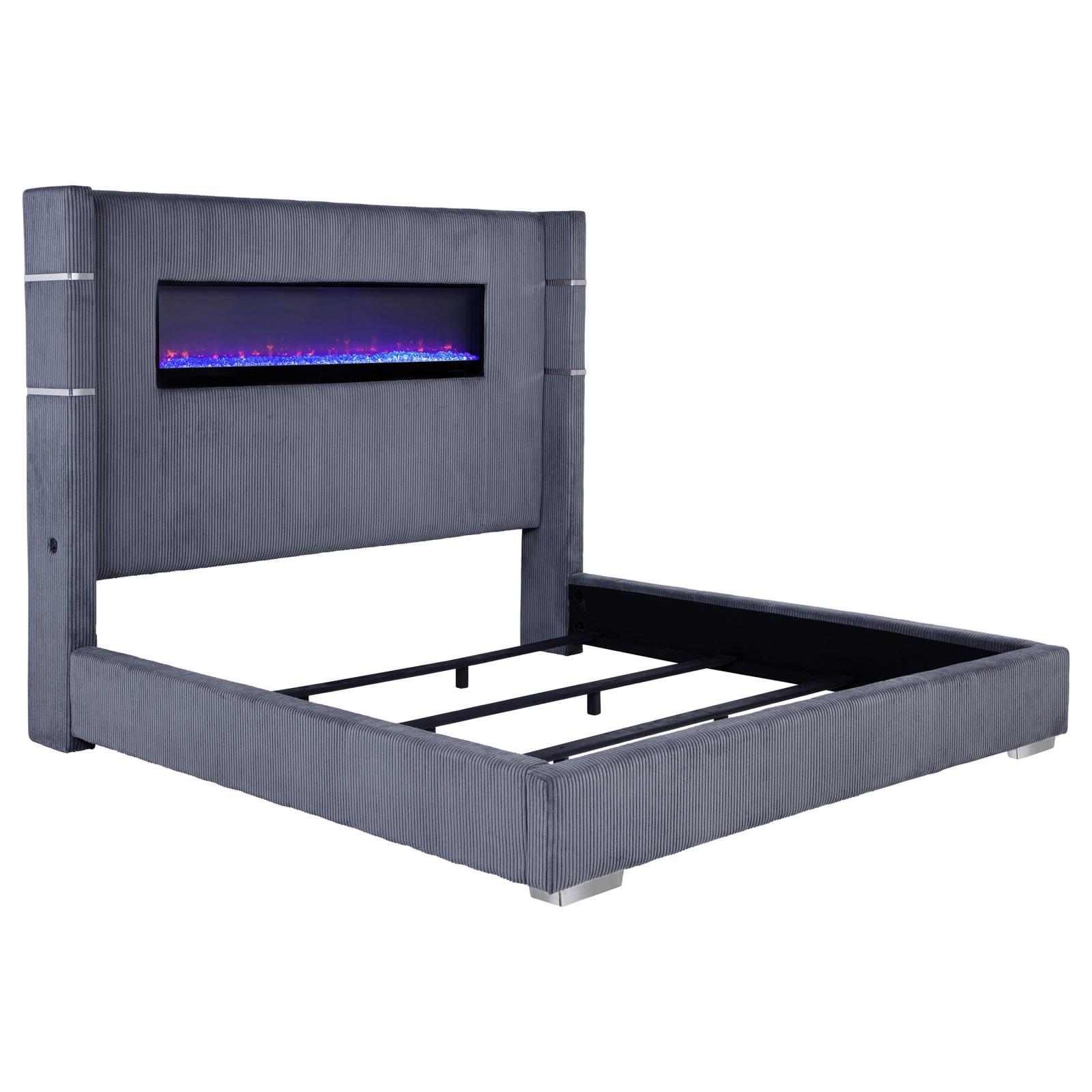 Tisdall Upholstered Eastern King Flame Visualizer Bed