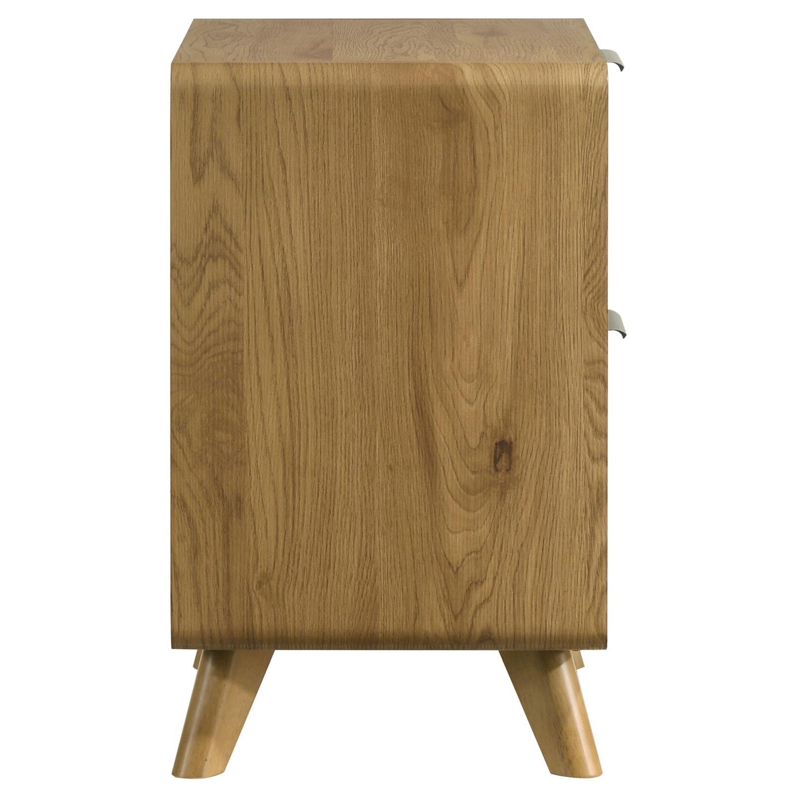 Bennett Mid-Century 2-Drawer Rubberwood Nightstand Light Oak - Image 9