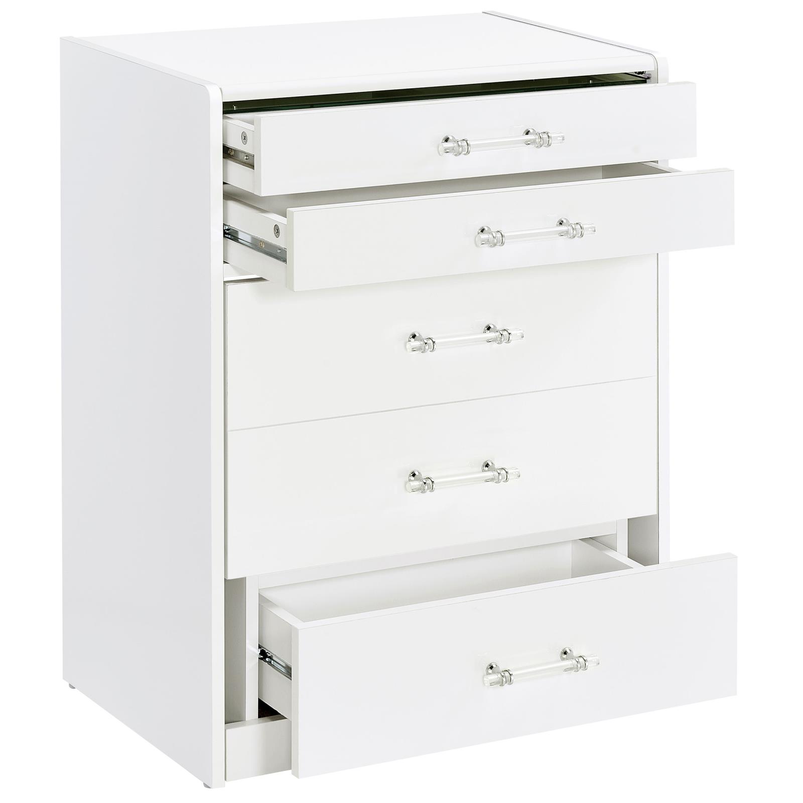 Danbury 3-drawer Makeup Vanity & Stool Set White High Gloss - Image 5