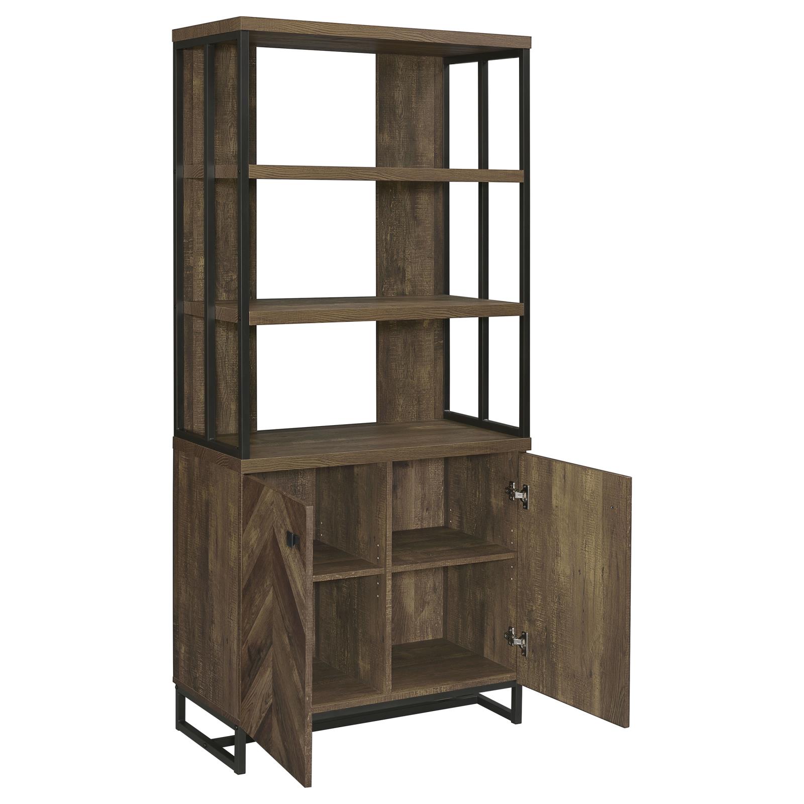 Millbrook 71-inch 2-door Storage Bookshelf Rustic Oak - Image 3