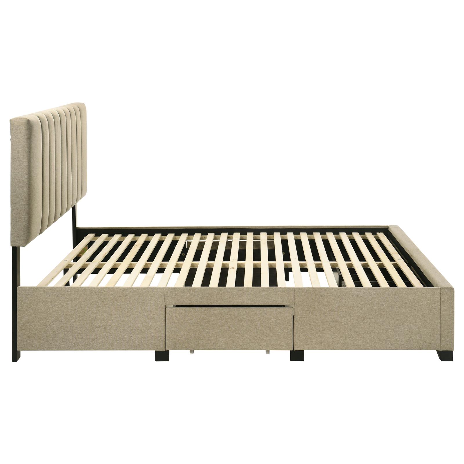 Wheatland 4-drawer Upholstered Queen Storage Bed Light Brown - Image 8