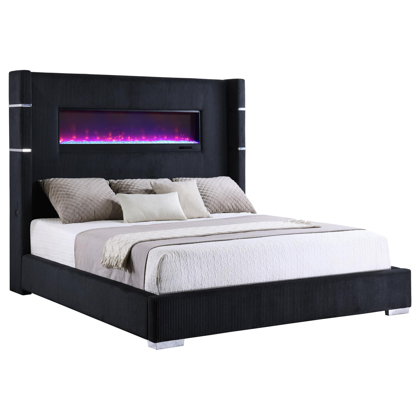 Tisdall Upholstered Eastern King Flame Visualizer Bed - Image 12