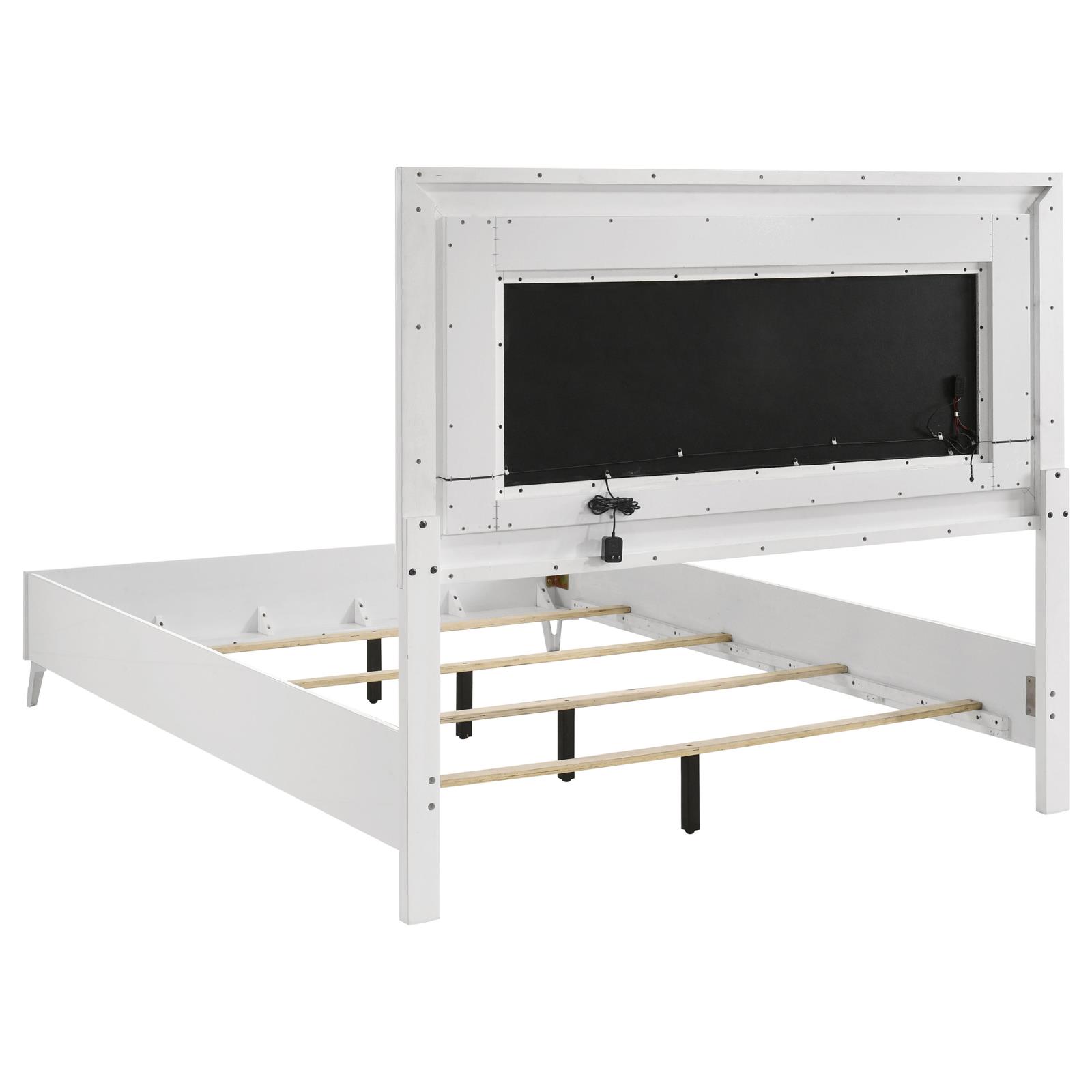 Cassia Queen LED Panel Bed White High Gloss - Image 5