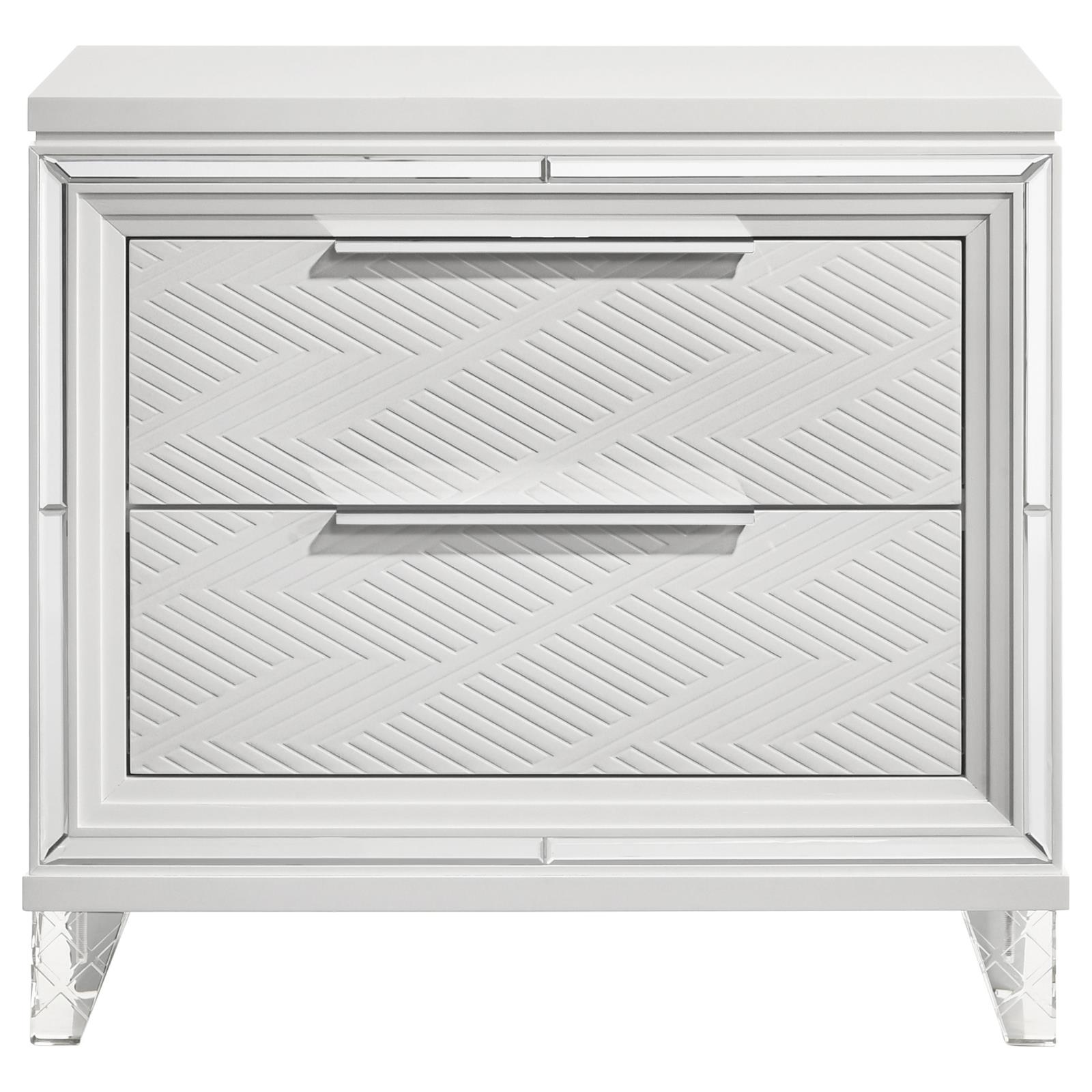 Marmore 2-drawer Nightstand Bedside Table White - Image 3