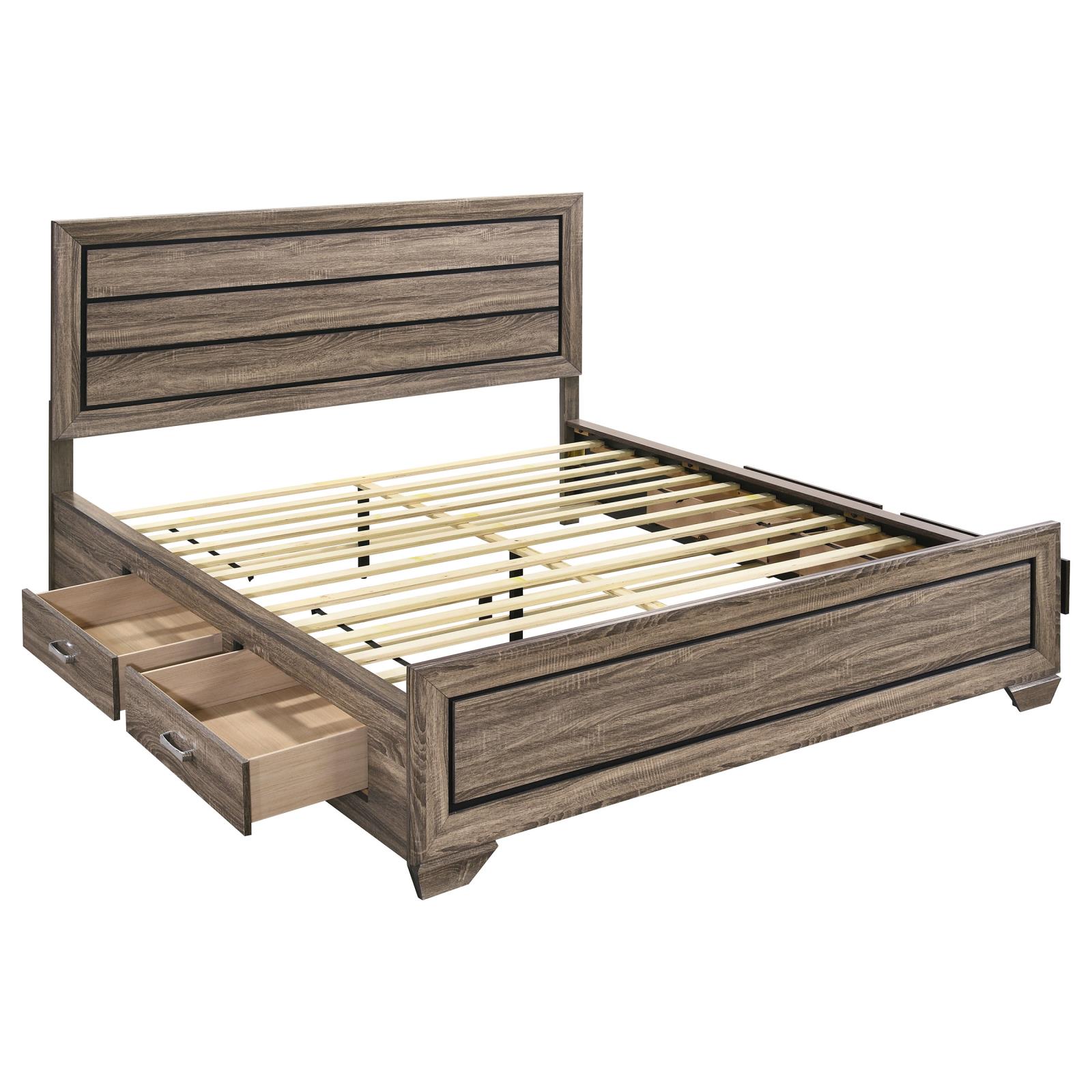 Kauffman Wood California King Storage Panel Bed Washed Taupe - Image 4