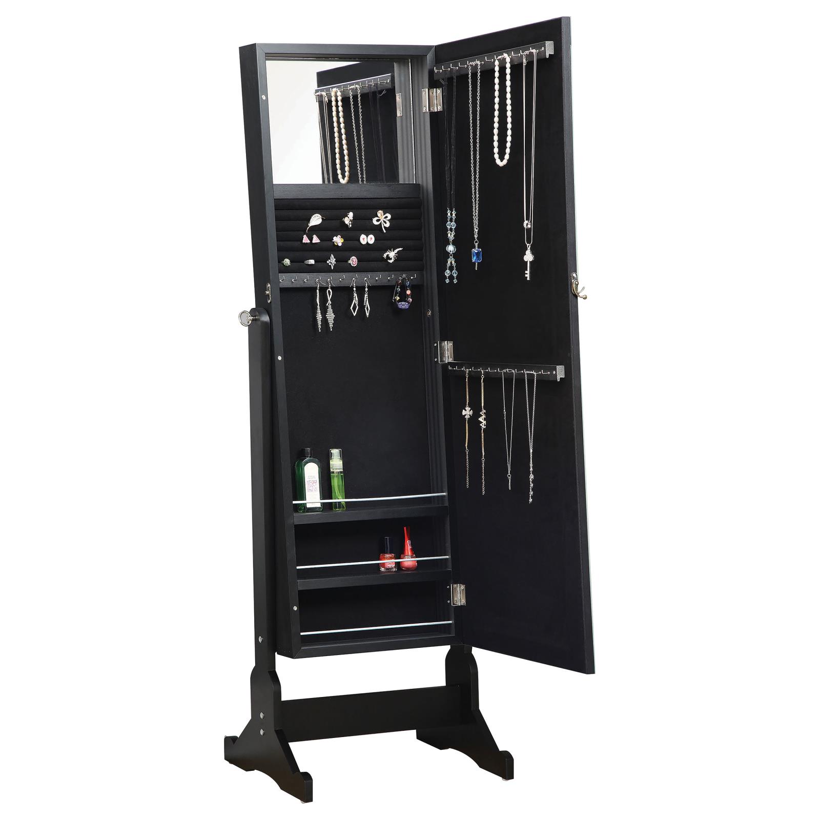 Cortez Cheval Mirror with Jewelry Storage Black - Image 4