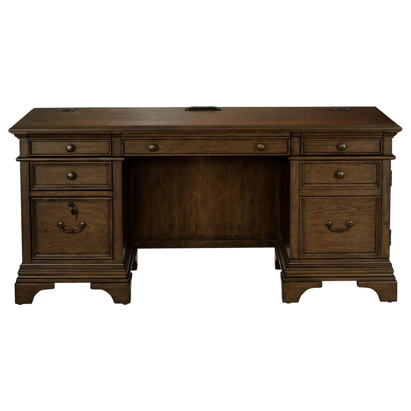 Hartshill 66-inch 5-drawer Credenza Office Desk Burnish Oak - Image 4