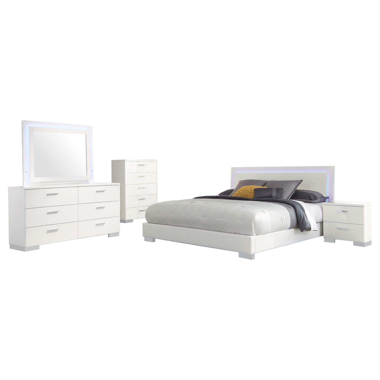 Felicity 5-piece Queen Bedroom Set White High Gloss - Image 2