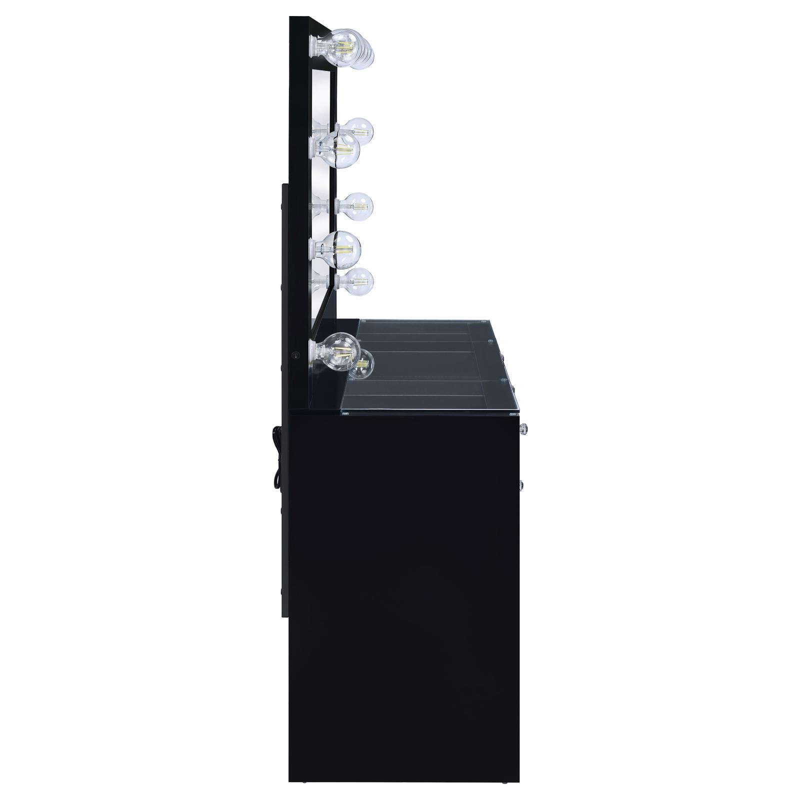 Acena 7-drawer Vanity Set with Lighting Black High Gloss - Image 9