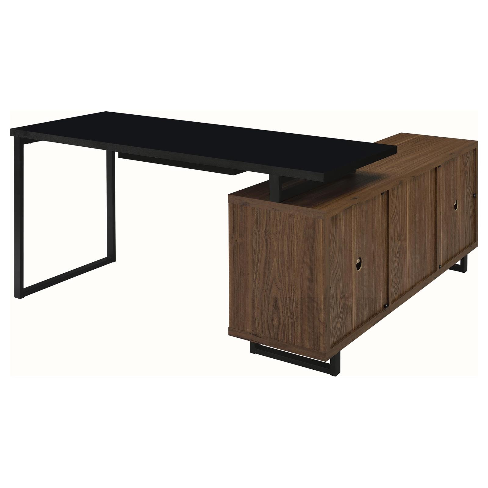 Maddox 60-inch L-Shape Office Computer Desk Black and Walnut - Image 6