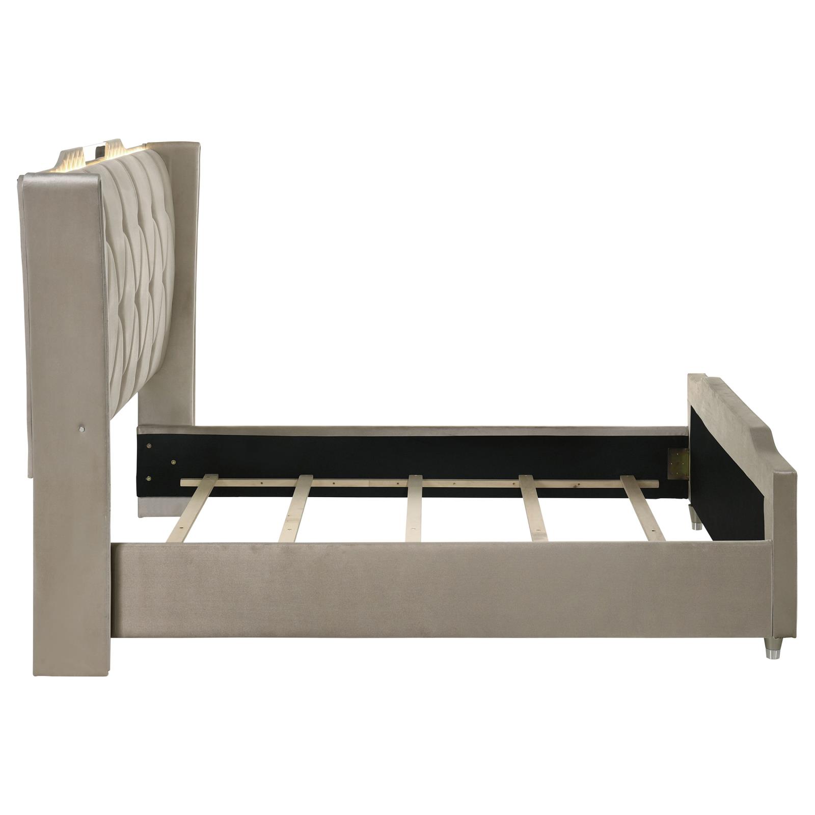 Lorient Queen LED Upholstered Wingback Bed - Image 6