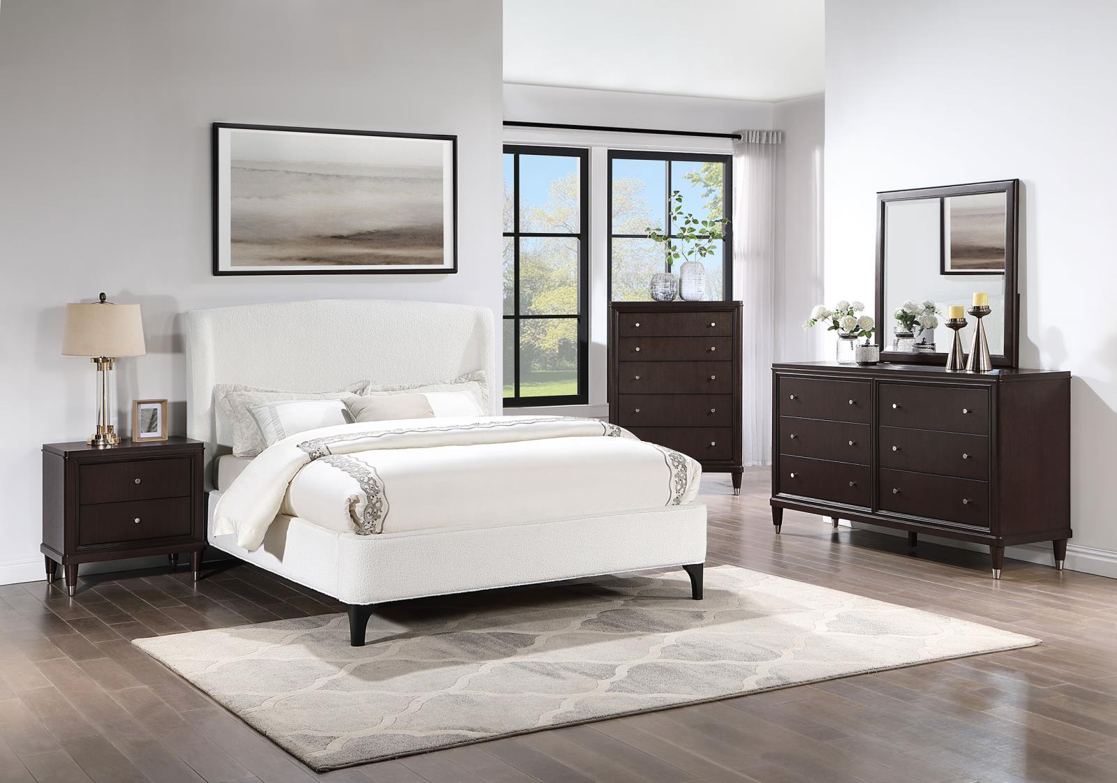 Mosby Upholstered Eastern King Wingback Bed Snow - Image 14