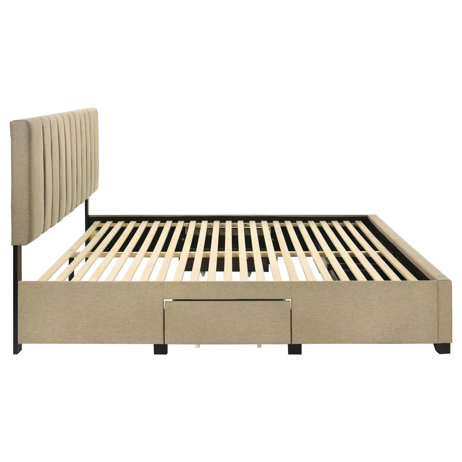 Wheatland 4-drawer Upholstered Eastern King Storage Bed Brown - Image 10