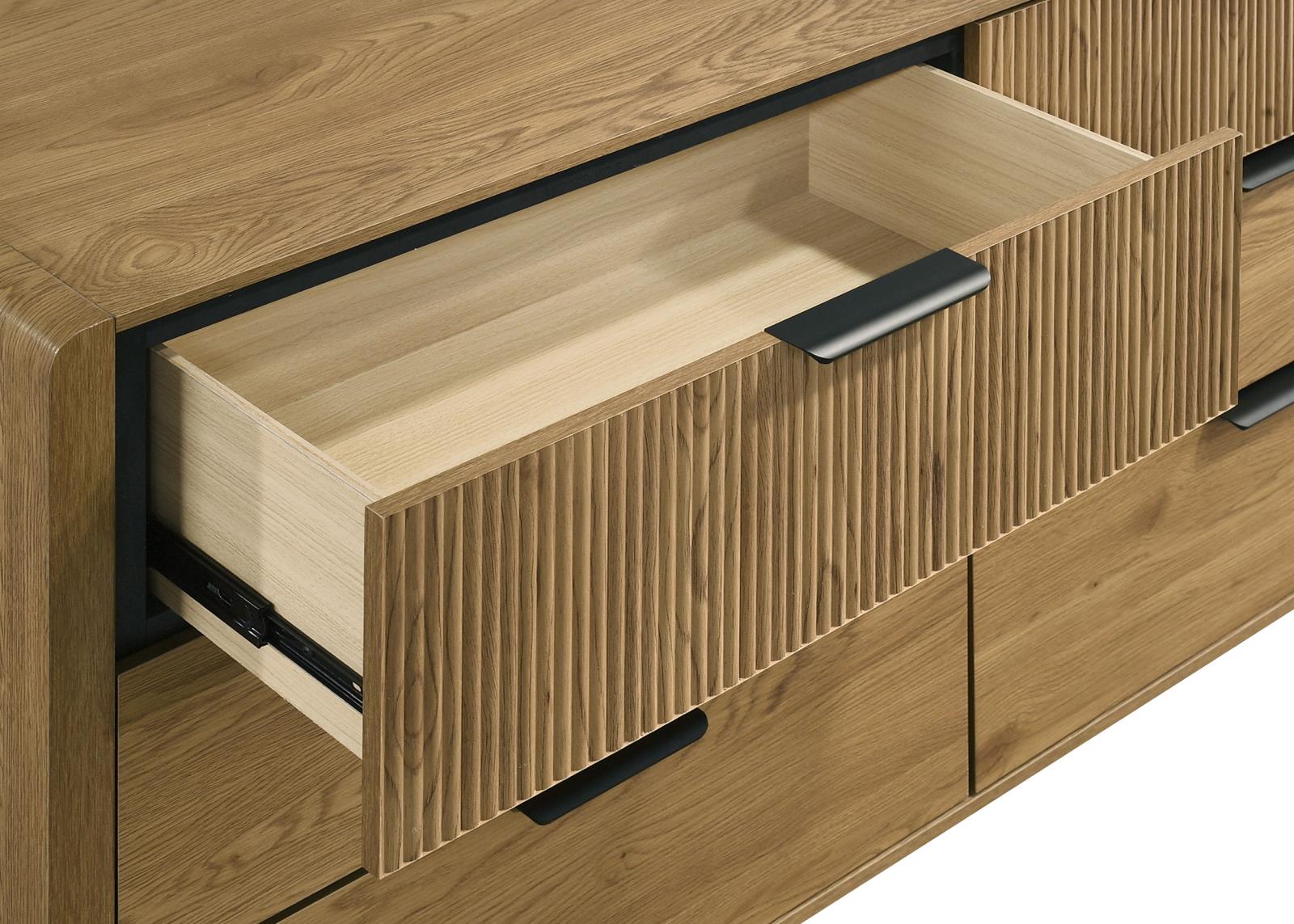 Bennett Mid-Century 6-Drawer Rubberwood Dresser Light Oak - Image 10