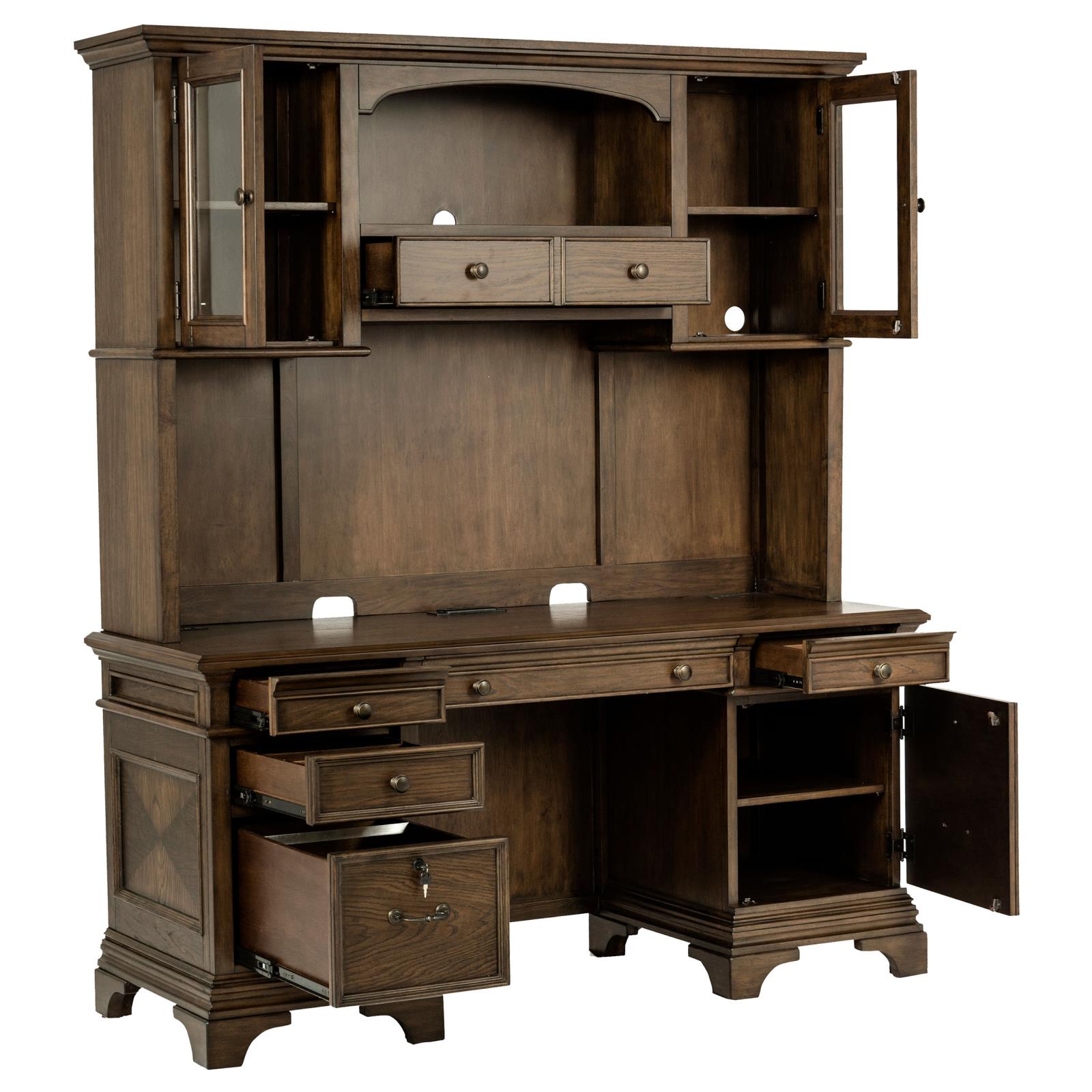 Hartshill 66-inch 5-drawer Credenza with Hutch Burnished Oak - Image 3