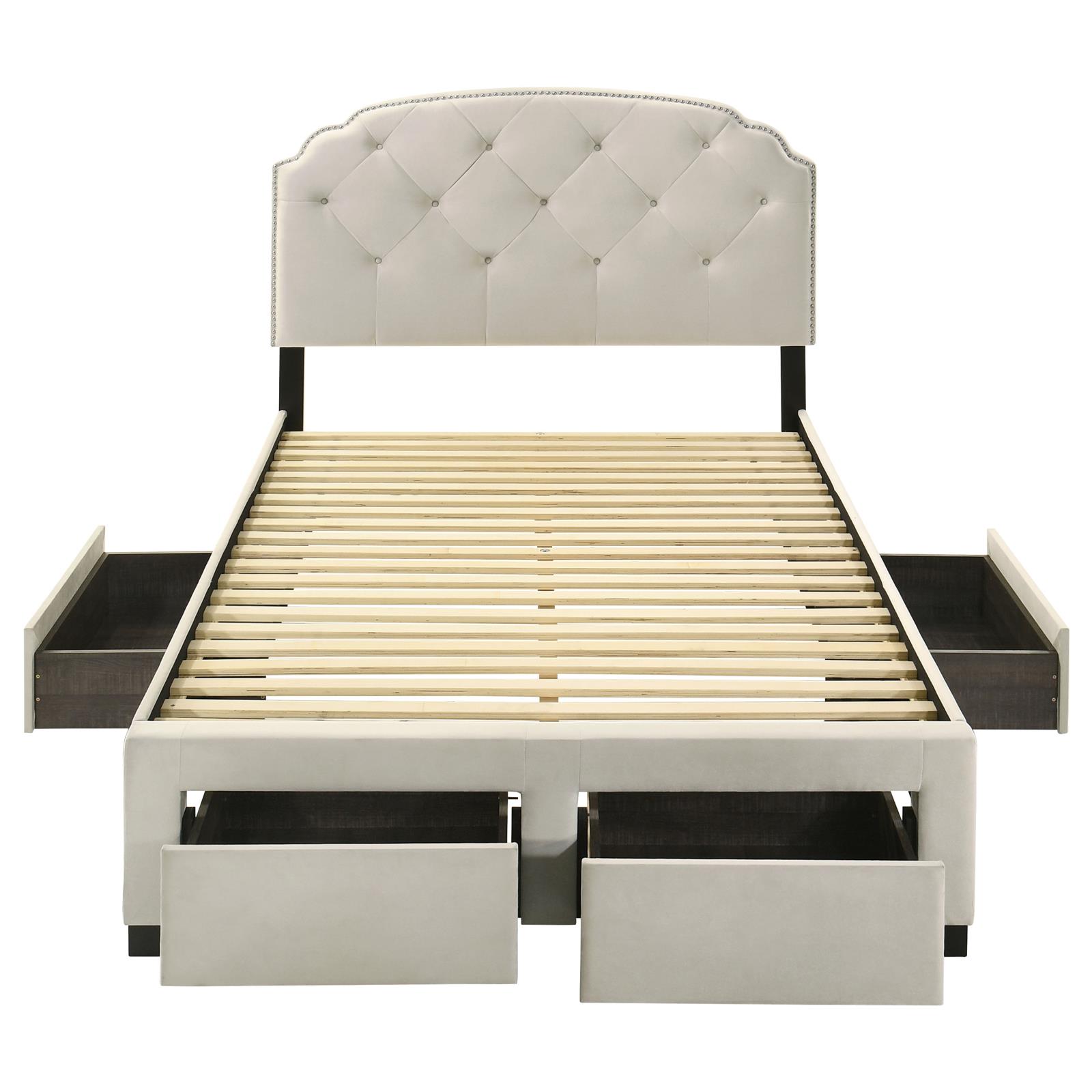 Marianna 4-drawer Upholstered Full Storage Bed Cream - Image 8