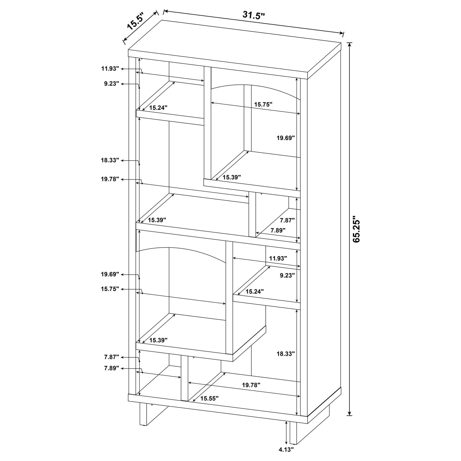 Dalton 65-inch 6-shelf Bookcase White and Distressed Pine - Image 12