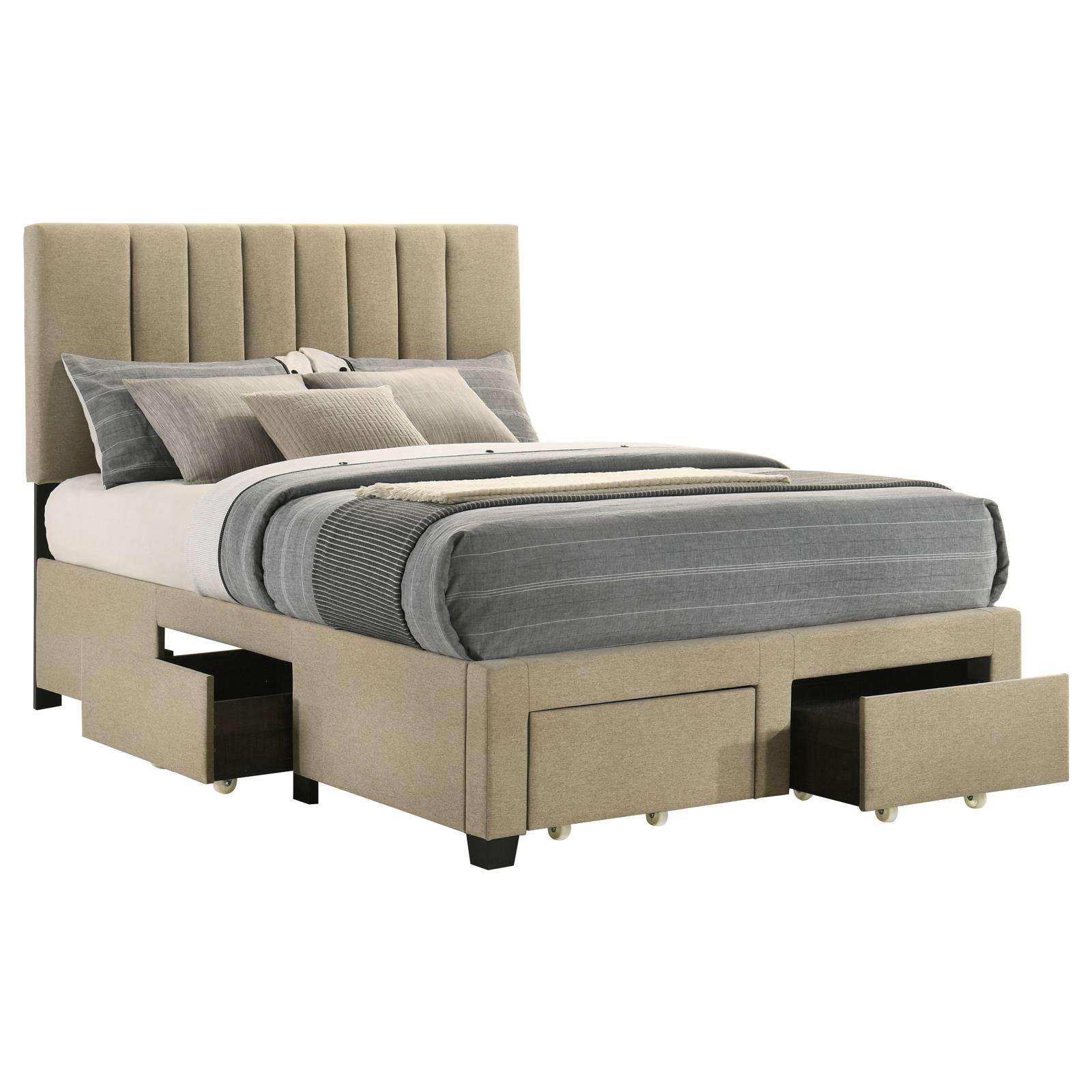 Wheatland 4-drawer Upholstered Full Storage Bed Light Brown - Image 6