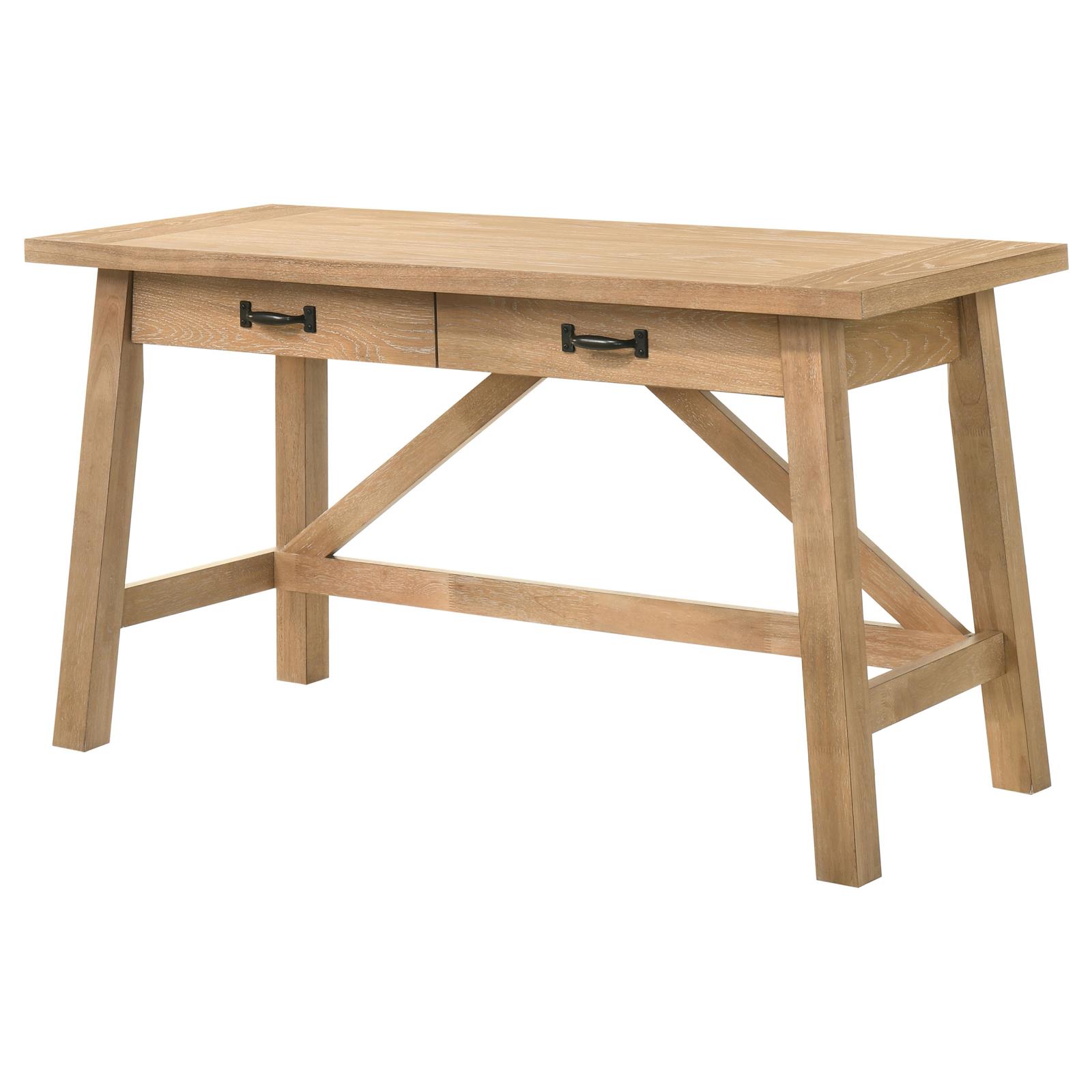 Fabian 54-inch 2-drawer Computer Writing Desk Distressed Light Brown - Image 6