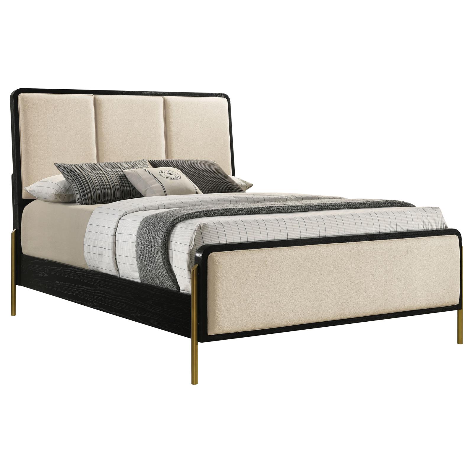 Arini 56-inch Queen Panel Bed Cream and Black - Image 3
