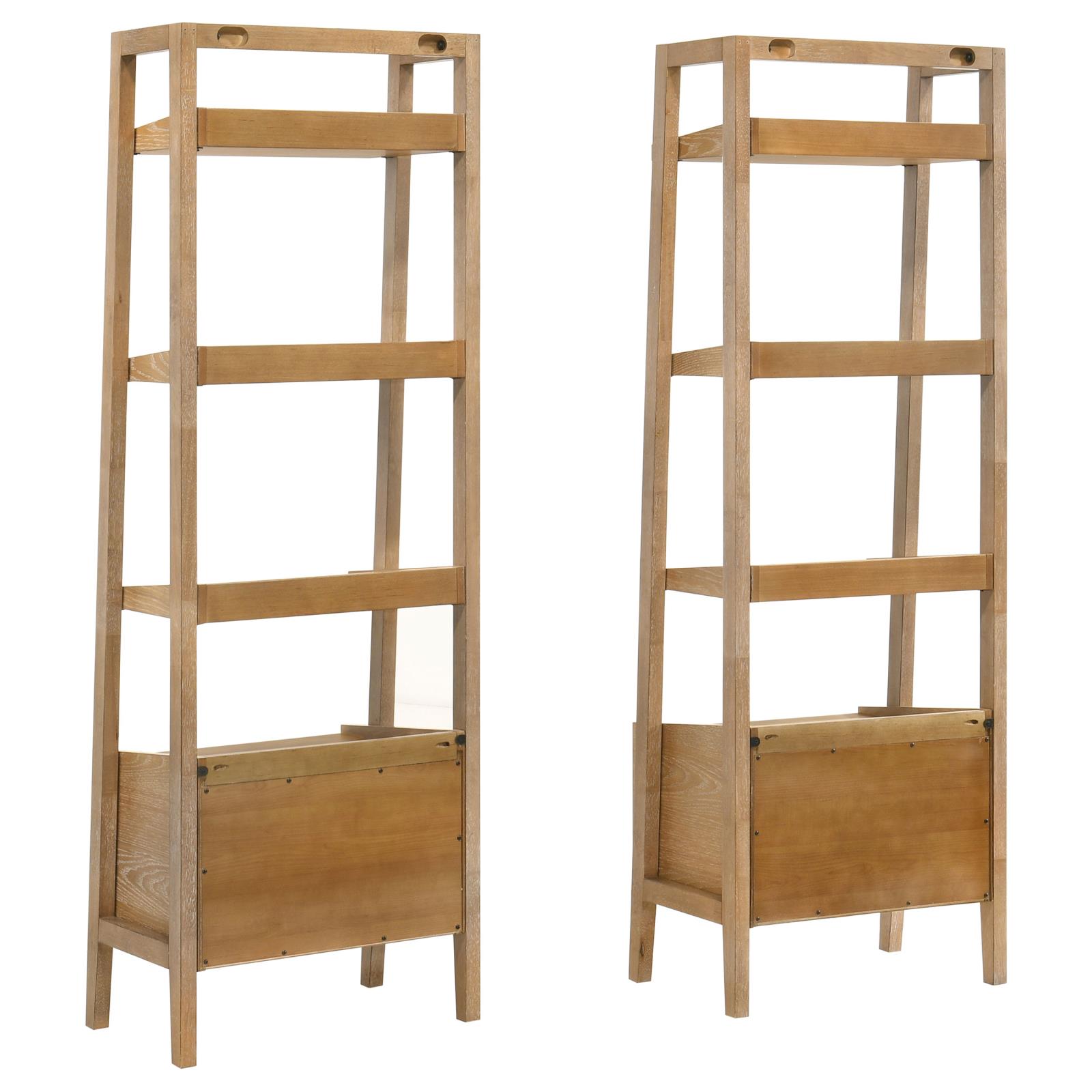 Fabian 2-piece 4-shelf Bookshelf with Drawer Distressed Light Brown - Image 4