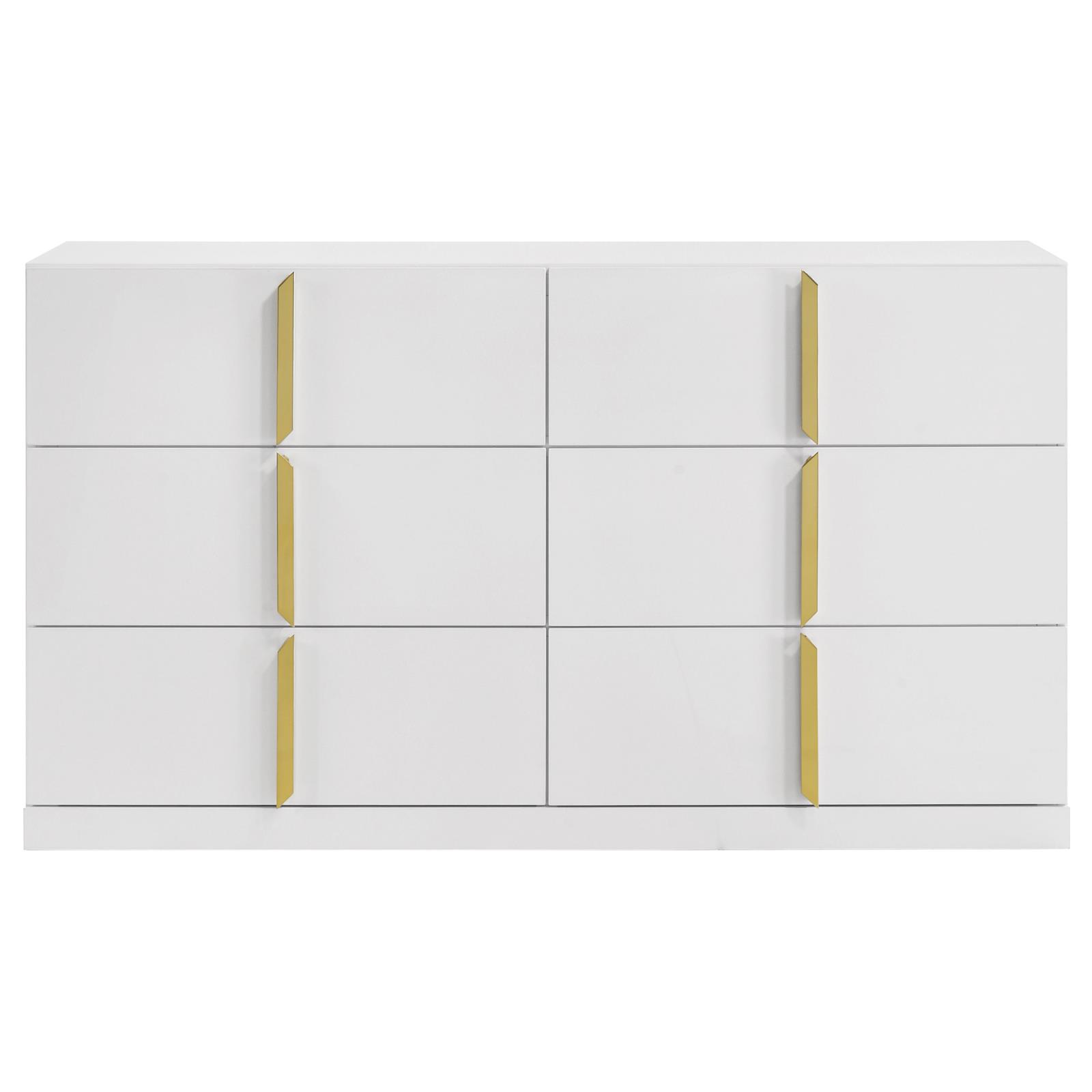 Ines 6-drawer Bedroom Dresser Cabinet White High Gloss - Image 3