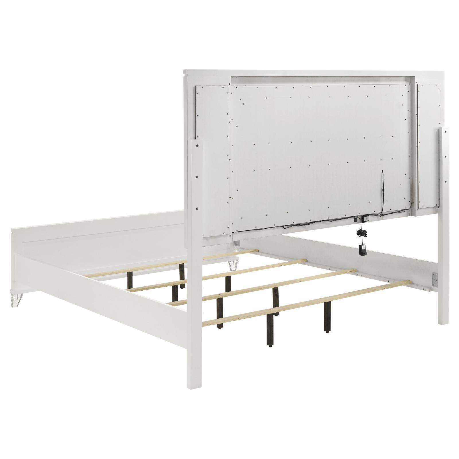 Marmore 64-inch Eastern King Panel Bed LED Headboard White - Image 5
