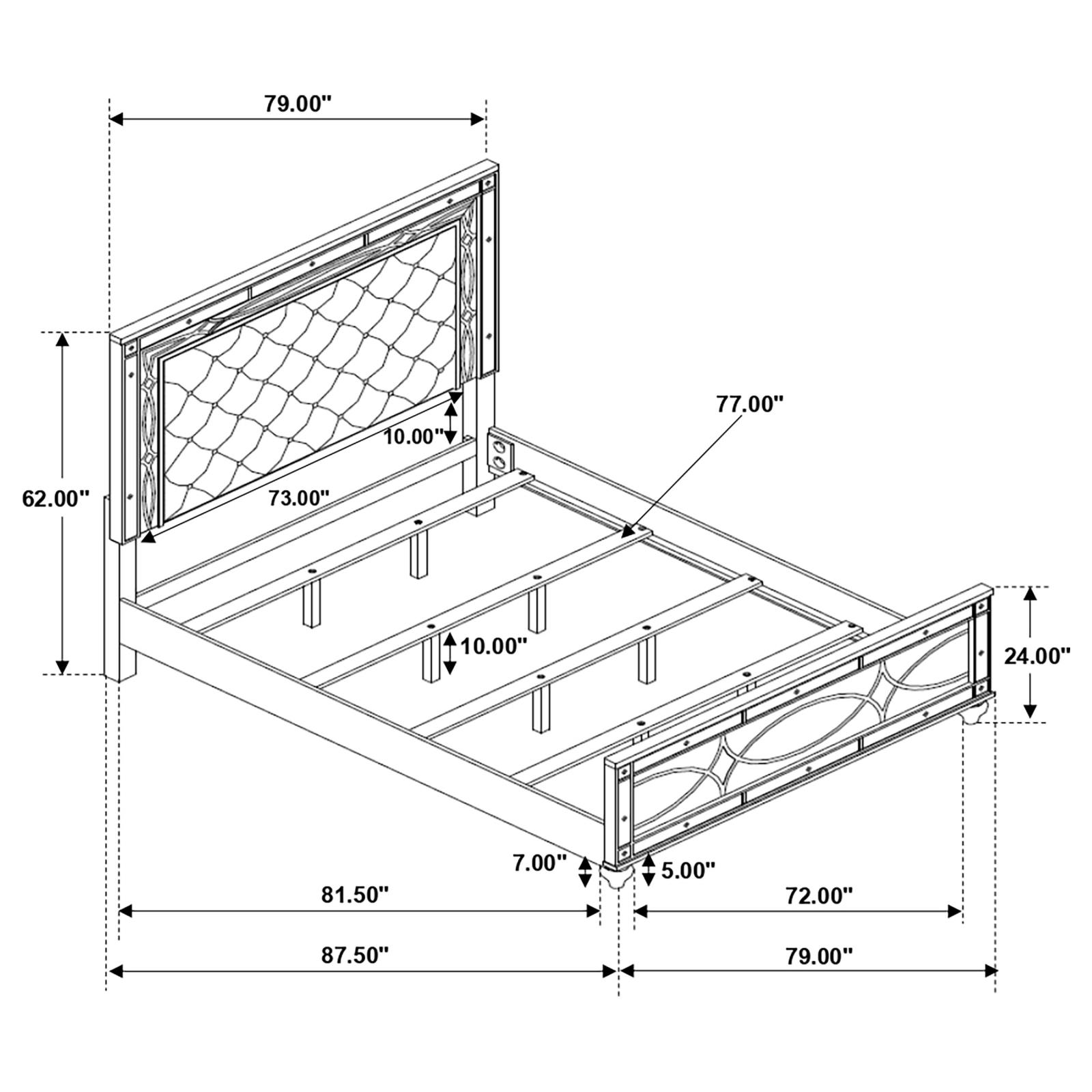 Gunnison Wood Eastern King LED Panel Bed Silver Metallic - Image 10